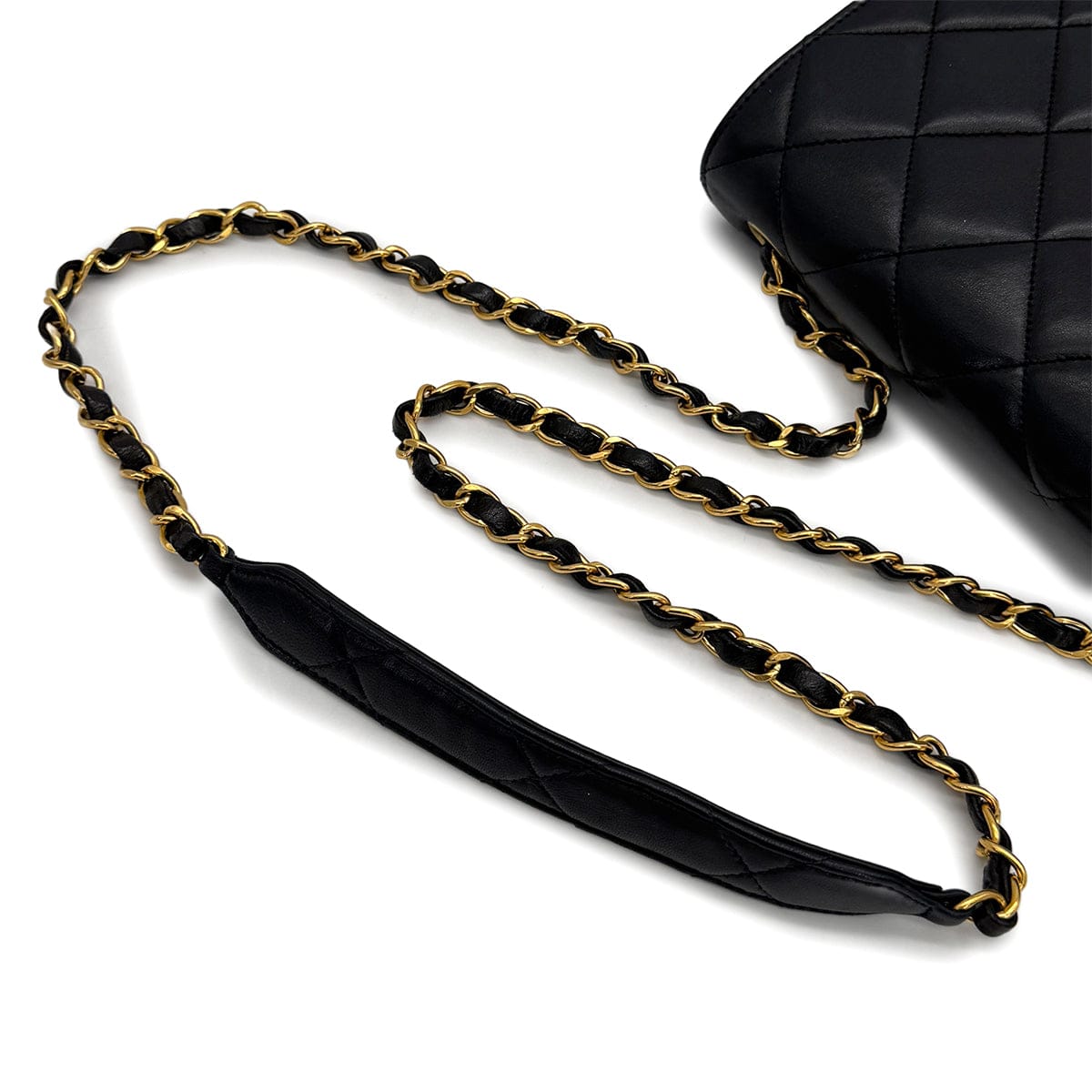 Luxury Promise Japan VINTAGE CHANEL MATELASSE CHAIN SHOULDER BAG BLACK LAMB SKIN GOLD HARDWARE 90314776