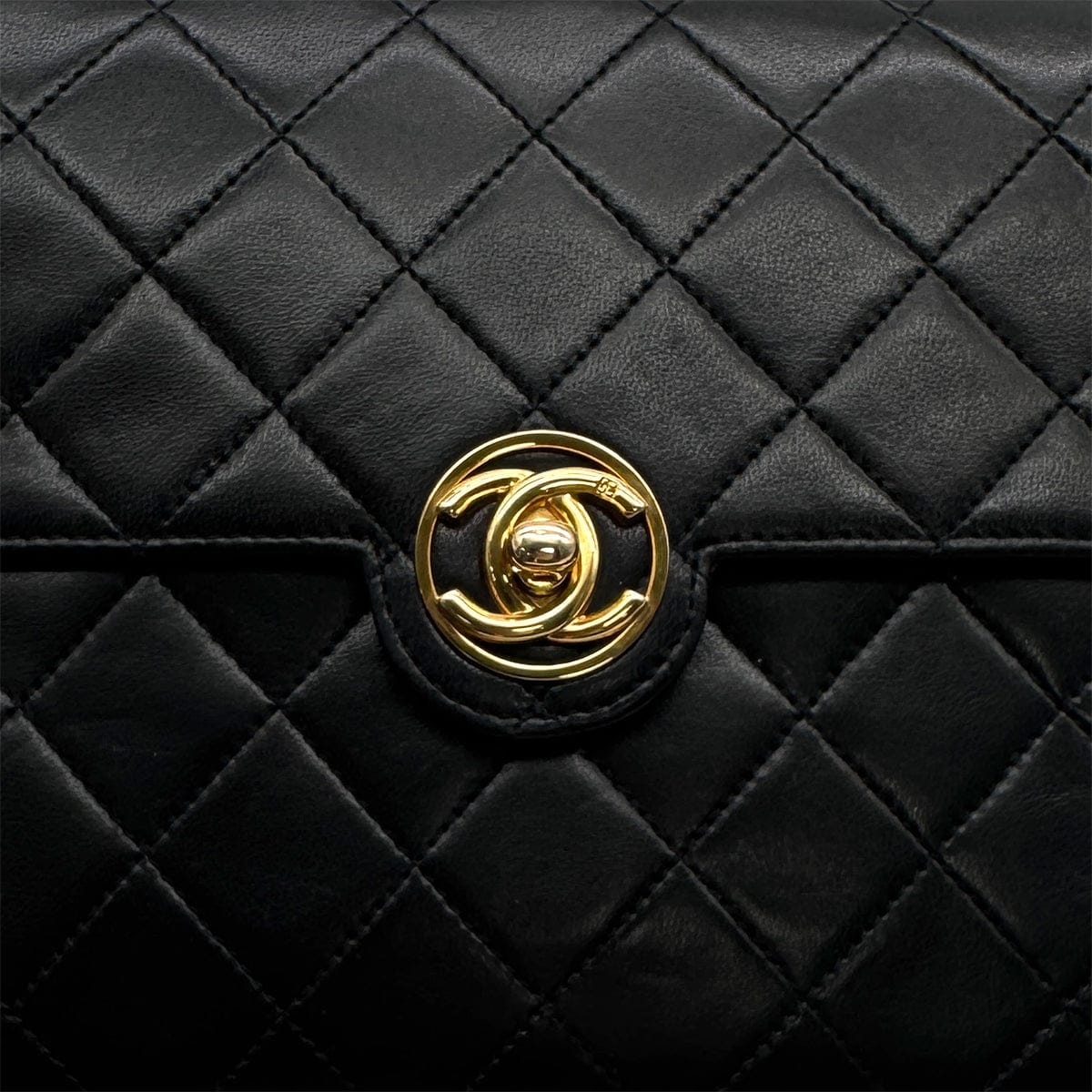 Luxury Promise Japan VINTAGE CHANEL MATELASSE CHAIN SHOULDER BAG BLACK LAMB SKIN GOLD HARDWARE 90316162