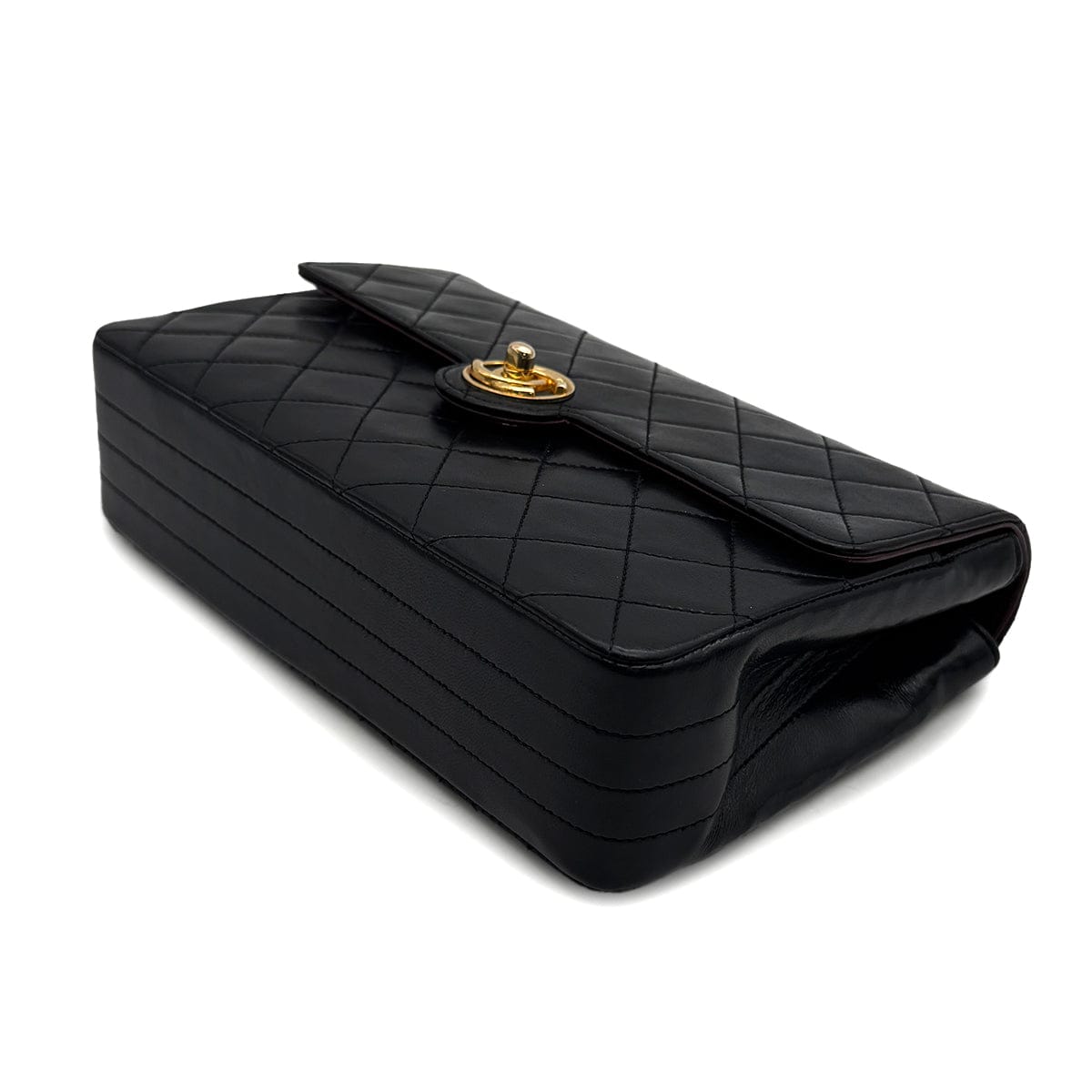 Luxury Promise Japan VINTAGE CHANEL MATELASSE CHAIN SHOULDER BAG BLACK LAMB SKIN GOLD HARDWARE 90316162