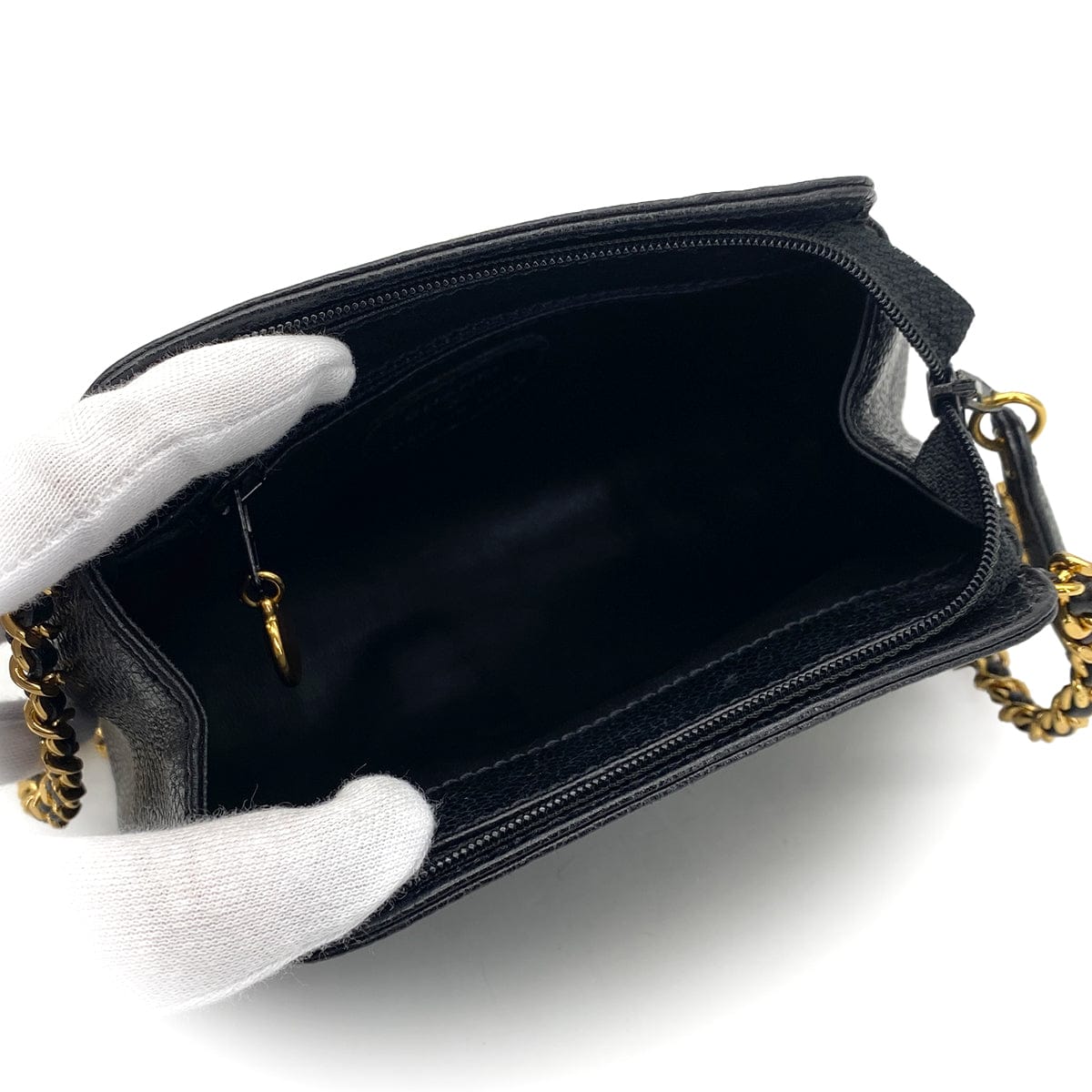 Luxury Promise Japan VINTAGE CHANEL MATELASSE CHAIN SHOULDER BAG BLACK LAMB SKIN GOLD HARDWARE 90317292