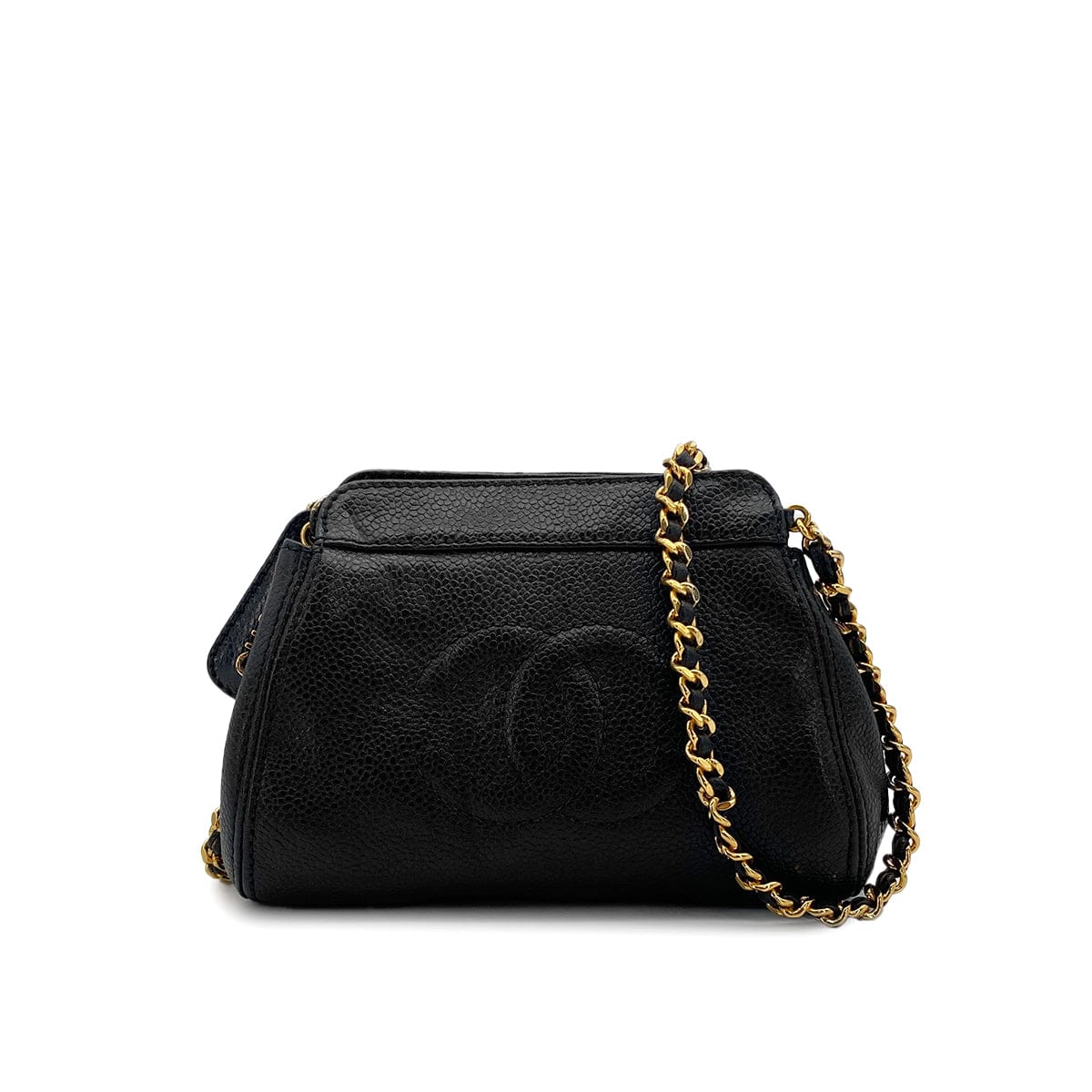 Luxury Promise Japan VINTAGE CHANEL MATELASSE CHAIN SHOULDER BAG BLACK LAMB SKIN GOLD HARDWARE 90317292