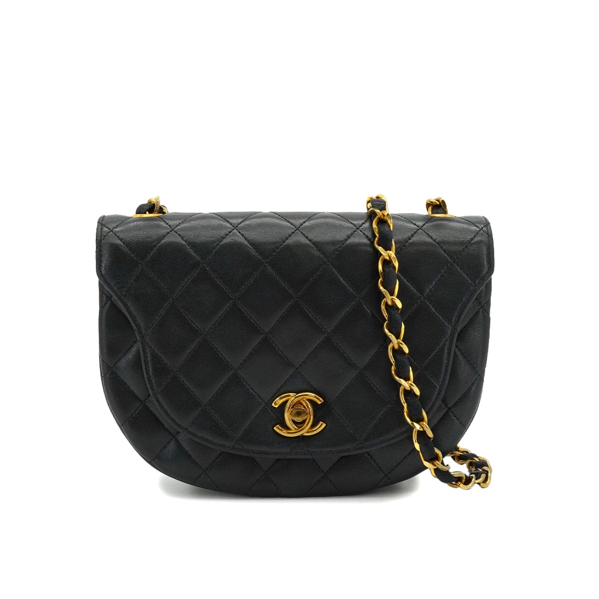 Luxury Promise Japan VINTAGE CHANEL MATELASSE CHAIN SHOULDER BAG BLACK LAMB SKIN GOLD HARDWARE 90334142