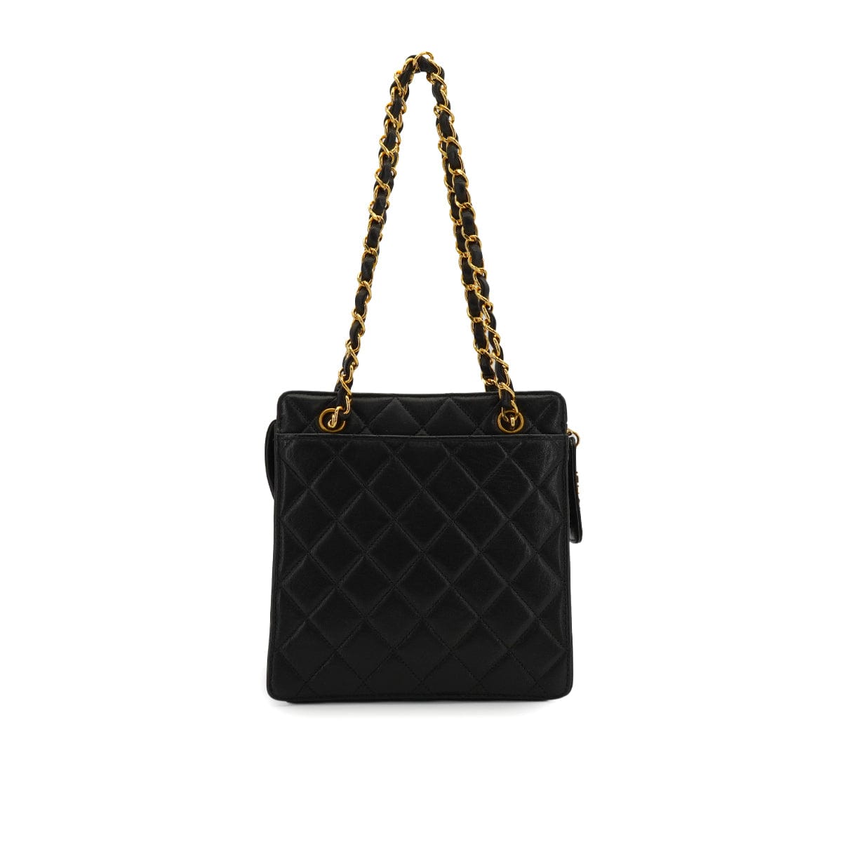 Luxury Promise Japan VINTAGE CHANEL MATELASSE CHAIN SHOULDER BAG BLACK LAMB SKIN GOLD HARDWARE 90334155