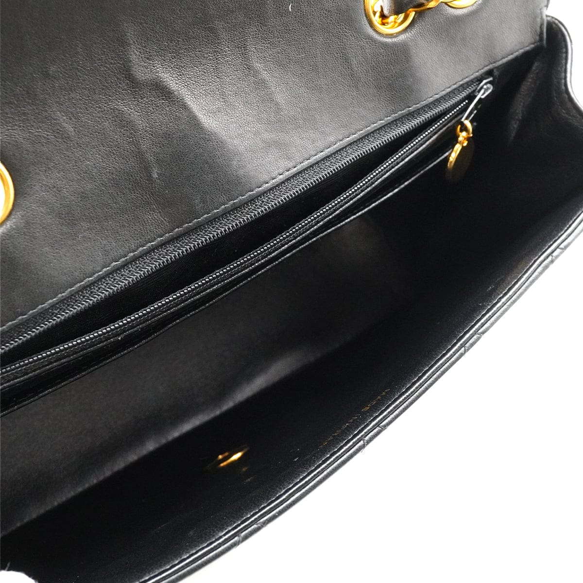 Luxury Promise Japan VINTAGE CHANEL MATELASSE CHAIN SHOULDER BAG BLACK LAMB SKIN GOLD HARDWARE 90343952