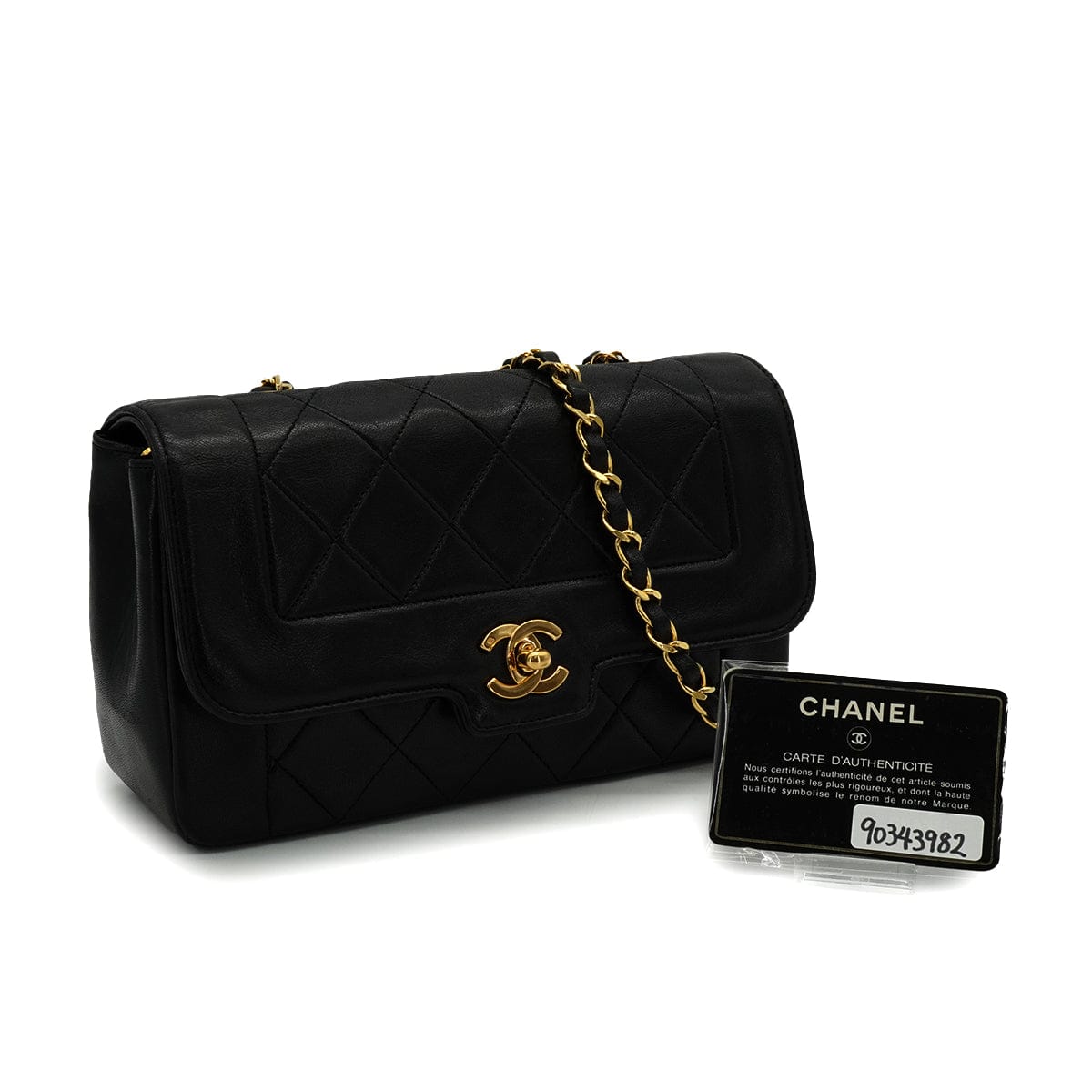 Luxury Promise Japan VINTAGE CHANEL MATELASSE CHAIN SHOULDER BAG BLACK LAMB SKIN GOLD HARDWARE 90343982