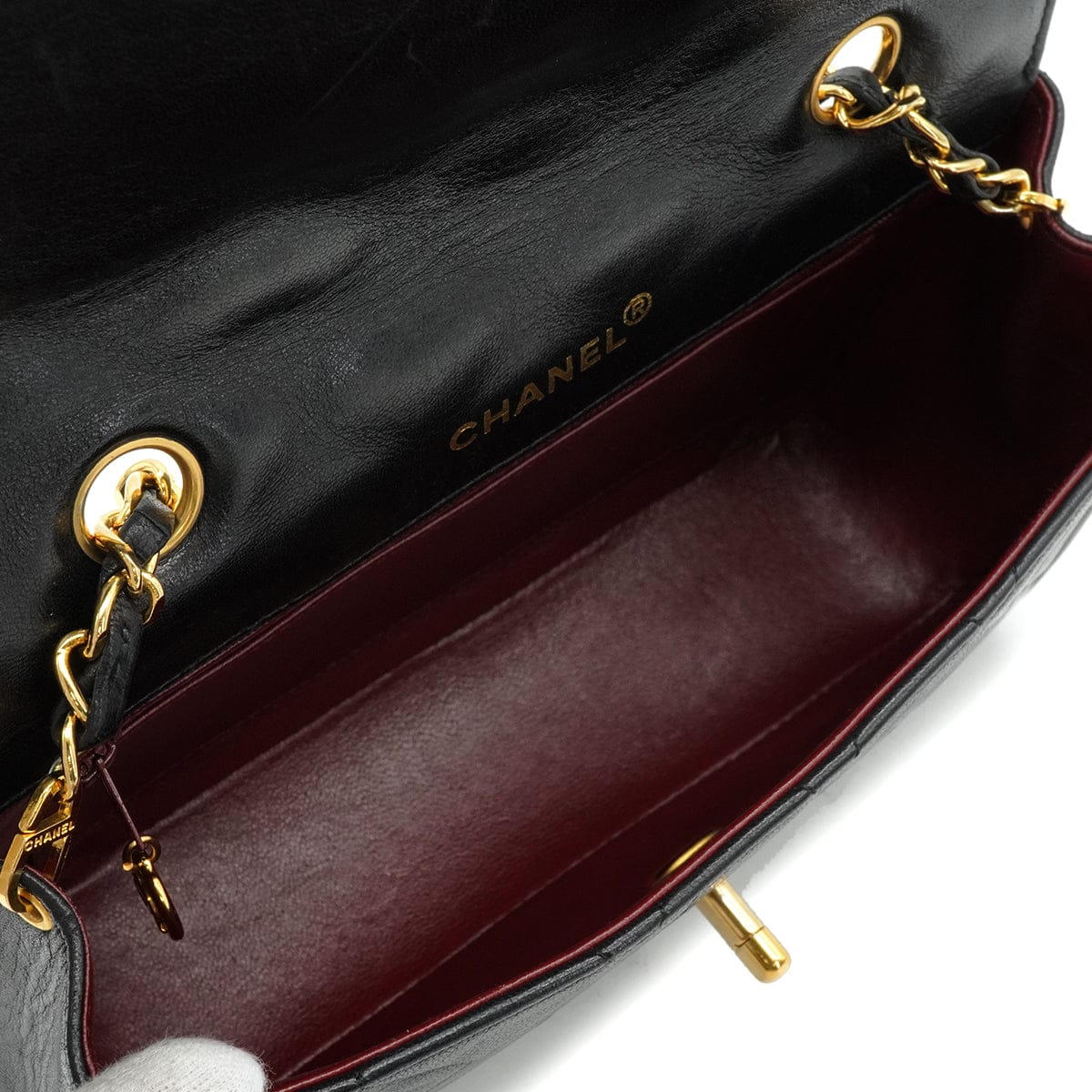 Luxury Promise Japan VINTAGE CHANEL MATELASSE CHAIN SHOULDER BAG BLACK LAMB SKIN GOLD HARDWARE 90343982