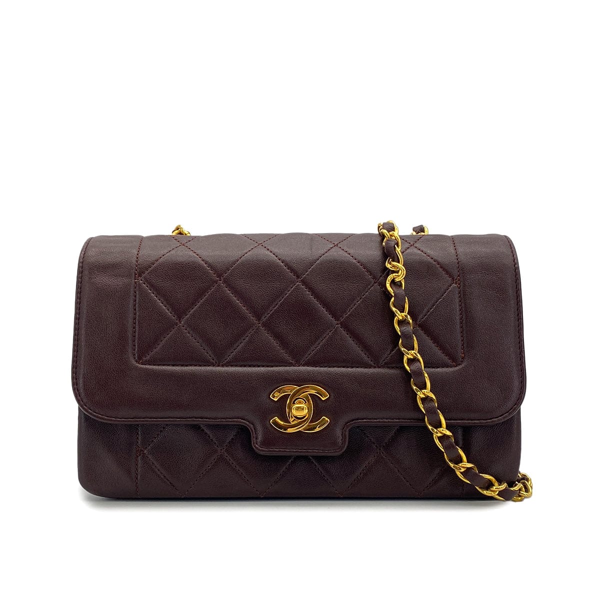 Luxury Promise Japan VINTAGE CHANEL MATELASSE CHAIN SHOULDER BAG BROWN LAMB SKIN GOLD HARDWARE 90310836