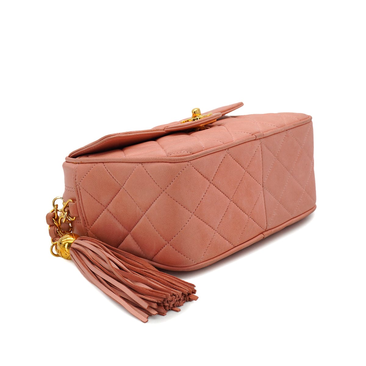 Luxury Promise Japan VINTAGE CHANEL MATELASSE CHAIN SHOULDER BAG FRINGE PINK LAMB SKIN GOLD HARDWARE 90334504