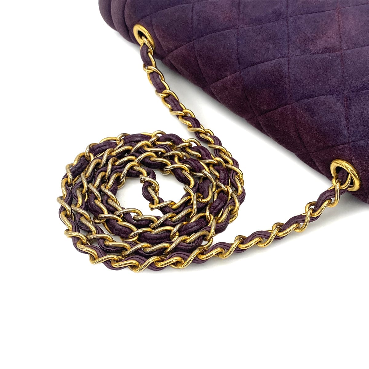 Luxury Promise Japan VINTAGE CHANEL MATELASSE CHAIN SHOULDER BAG FRINGE PURPLE SUEDE GOLD HARDWARE 90311295