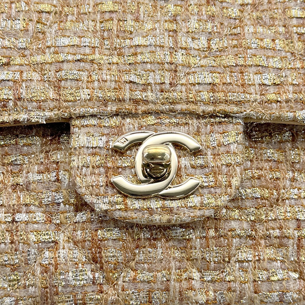 Luxury Promise Japan VINTAGE CHANEL MATELASSE CHAIN SHOULDER BAG GOLD YELLOW TWEED GOLD HARDWARE 90322175