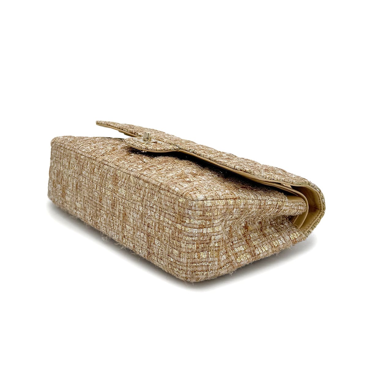 Luxury Promise Japan VINTAGE CHANEL MATELASSE CHAIN SHOULDER BAG GOLD YELLOW TWEED GOLD HARDWARE 90322175