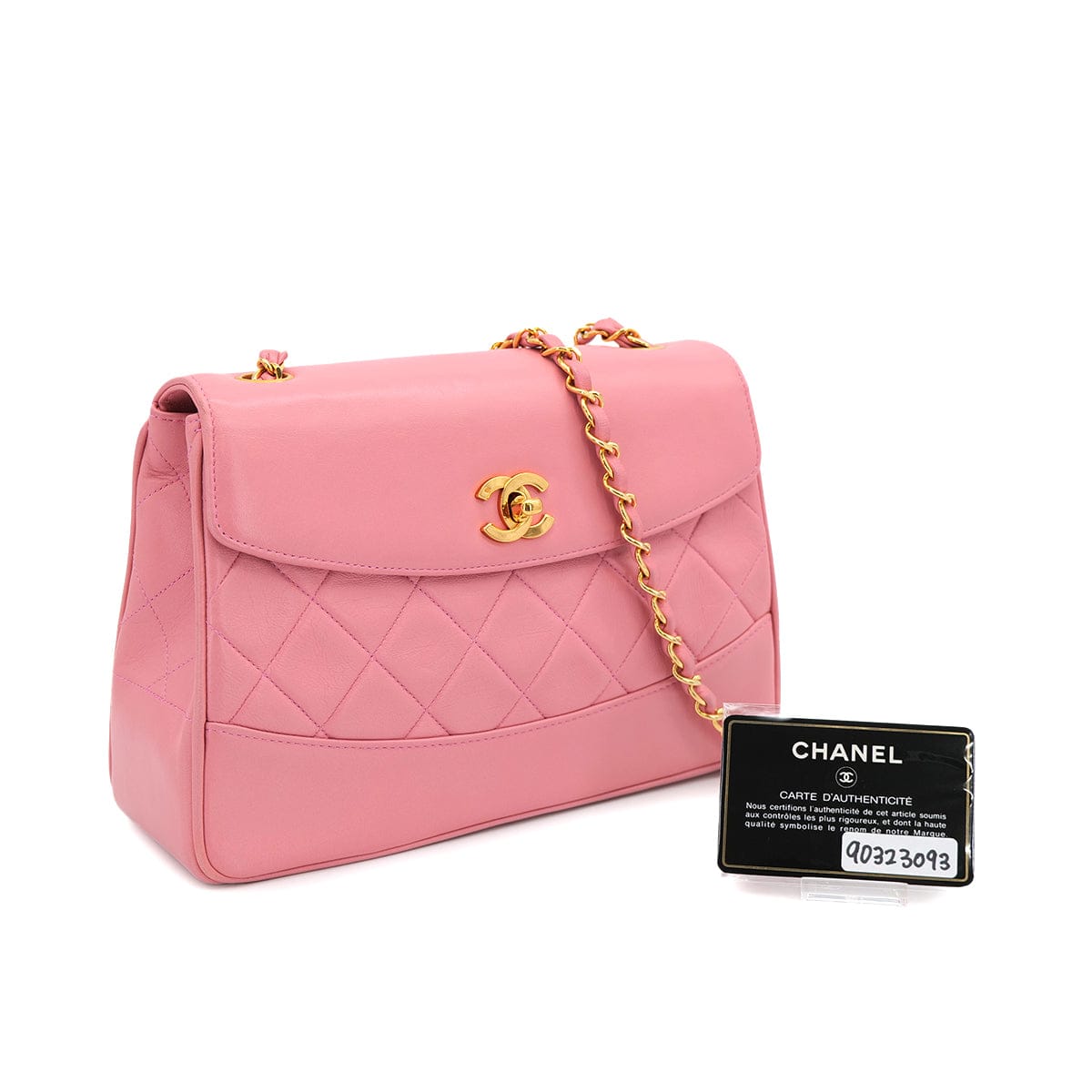 Luxury Promise Japan VINTAGE CHANEL MATELASSE CHAIN SHOULDER BAG PINK LAMB SKIN GOLD HARDWARE 90323093
