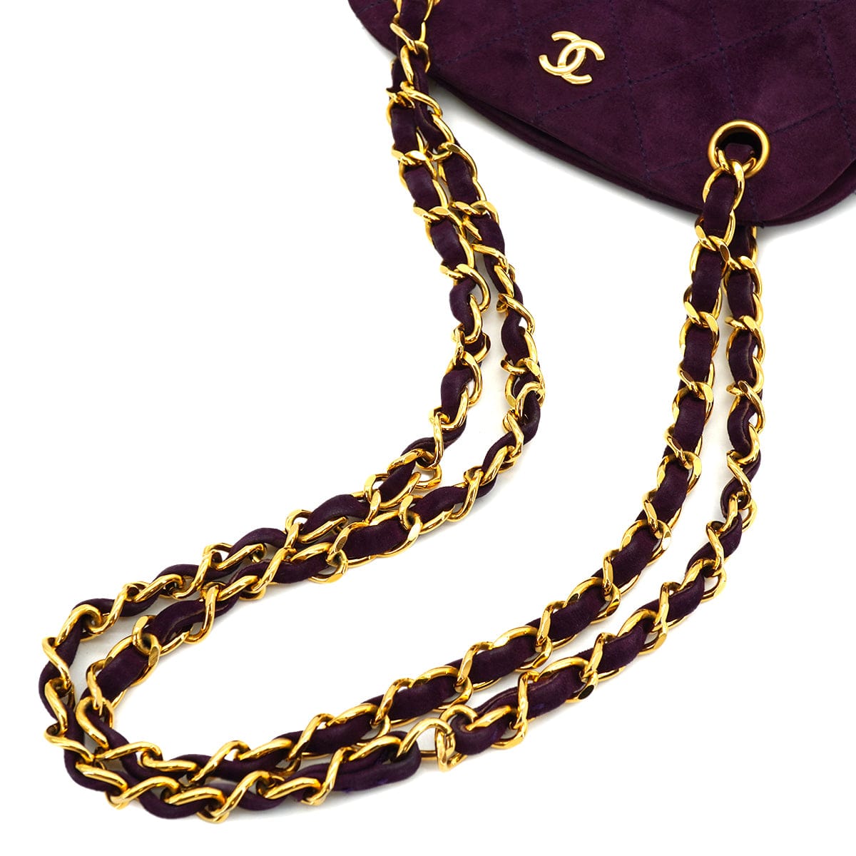 Luxury Promise Japan VINTAGE CHANEL MATELASSE CHAIN SHOULDER BAG PURPLE SUEDE GOLD HARDWARE 90335036