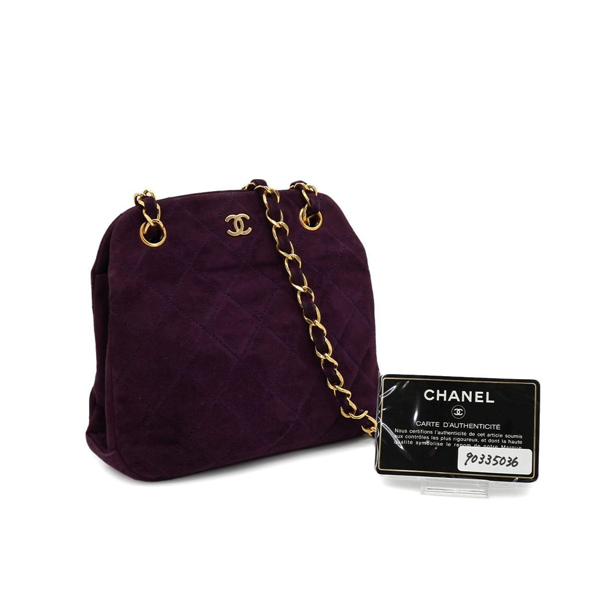 Luxury Promise Japan VINTAGE CHANEL MATELASSE CHAIN SHOULDER BAG PURPLE SUEDE GOLD HARDWARE 90335036