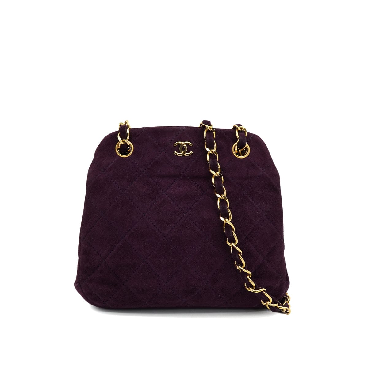 Luxury Promise Japan VINTAGE CHANEL MATELASSE CHAIN SHOULDER BAG PURPLE SUEDE GOLD HARDWARE 90335036