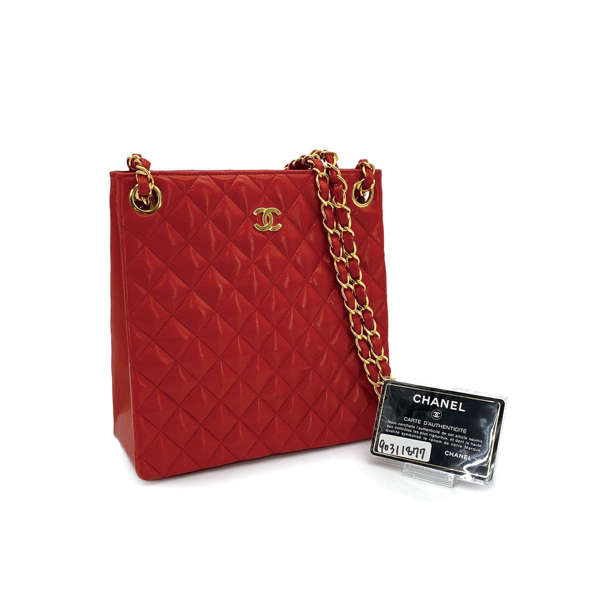 Luxury Promise Japan VINTAGE CHANEL MATELASSE CHAIN SHOULDER BAG RED LAMB SKIN GOLD HARDWARE 90311877