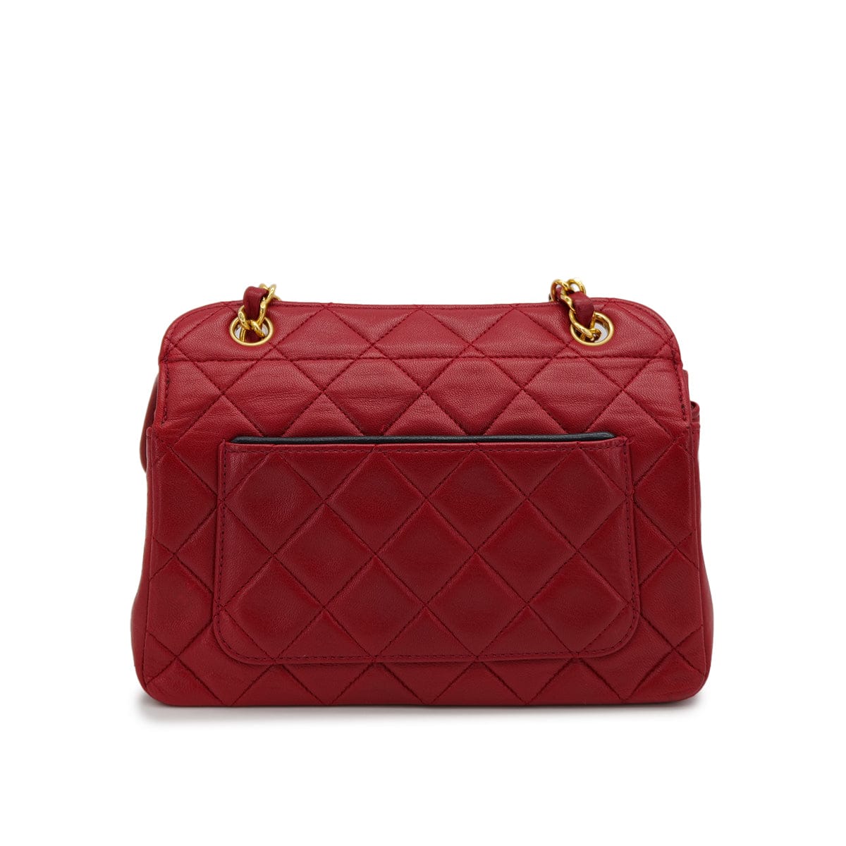 Luxury Promise Japan VINTAGE CHANEL MATELASSE CHAIN SHOULDER BAG RED LAMB SKIN GOLD HARDWARE 90321013