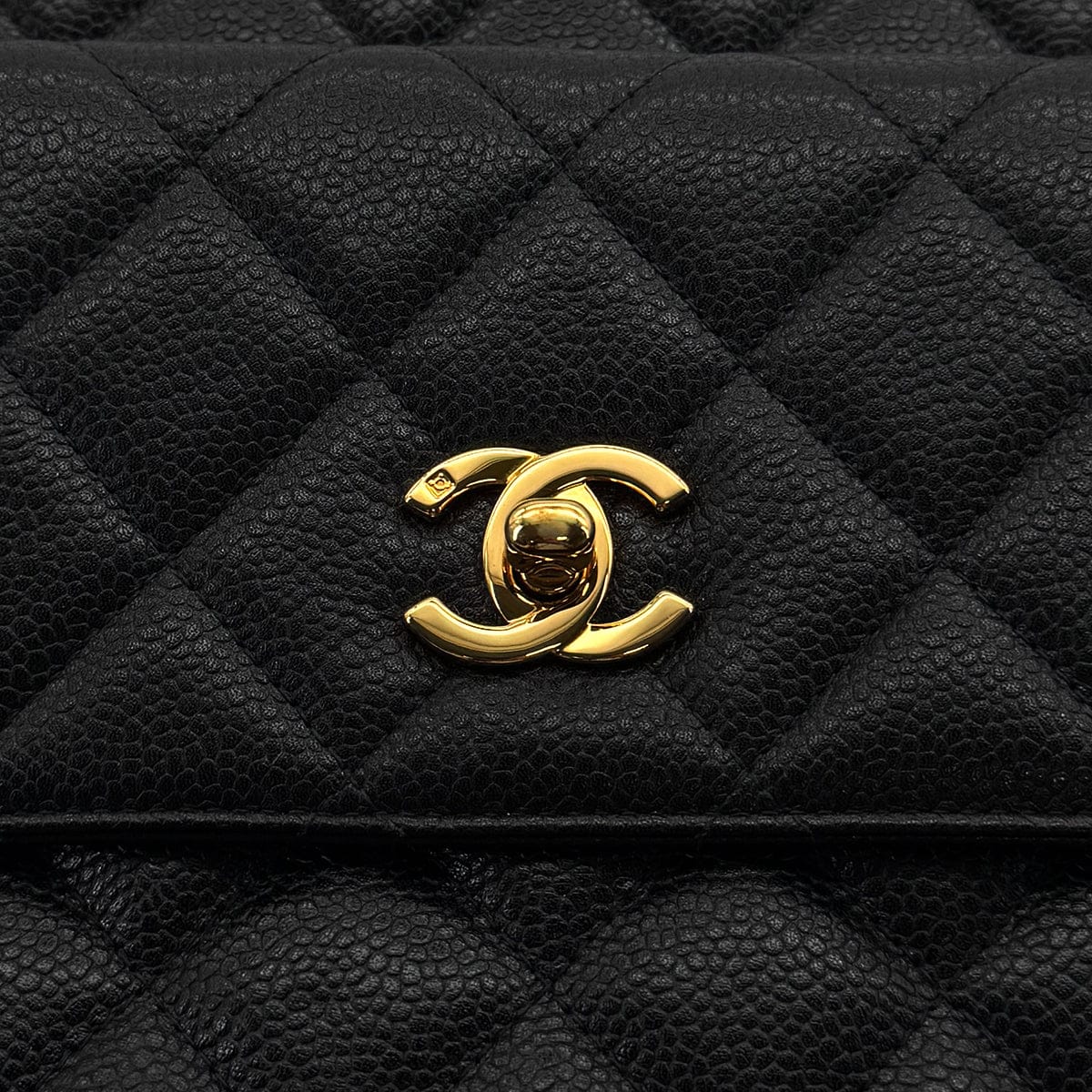 Luxury Promise Japan VINTAGE CHANEL MATELASSE CHAIN TOTE BAG BLACK CAVIAR SKIN GOLD HARDWARE 90318740