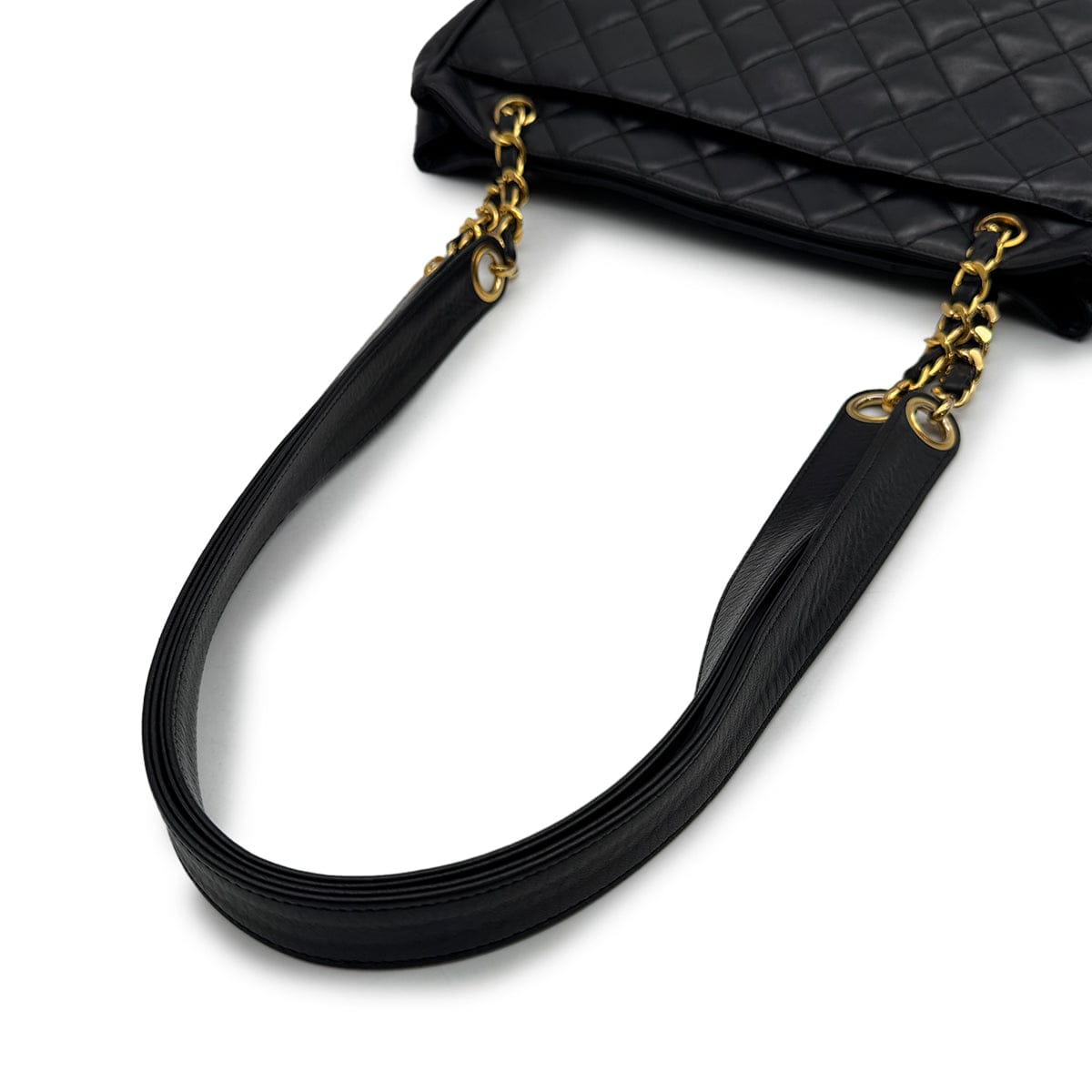 Luxury Promise Japan VINTAGE CHANEL MATELASSE CHAIN TOTE BAG BLACK LAMB SKIN GOLD HARDWARE 90313541