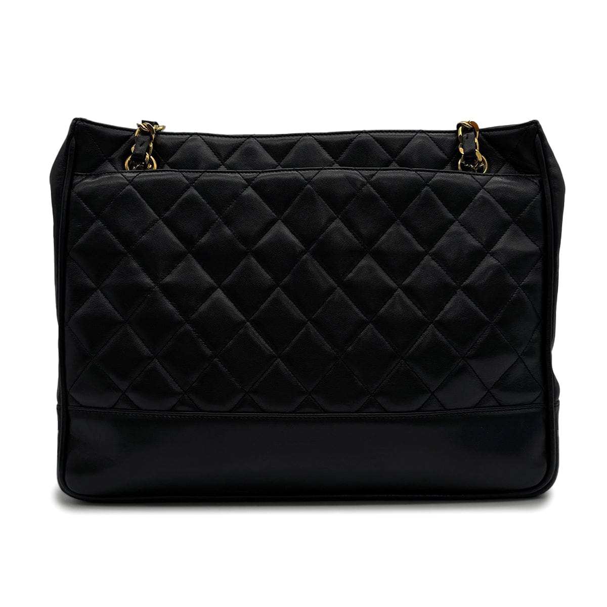 Luxury Promise Japan VINTAGE CHANEL MATELASSE CHAIN TOTE BAG BLACK LAMB SKIN GOLD HARDWARE 90313541