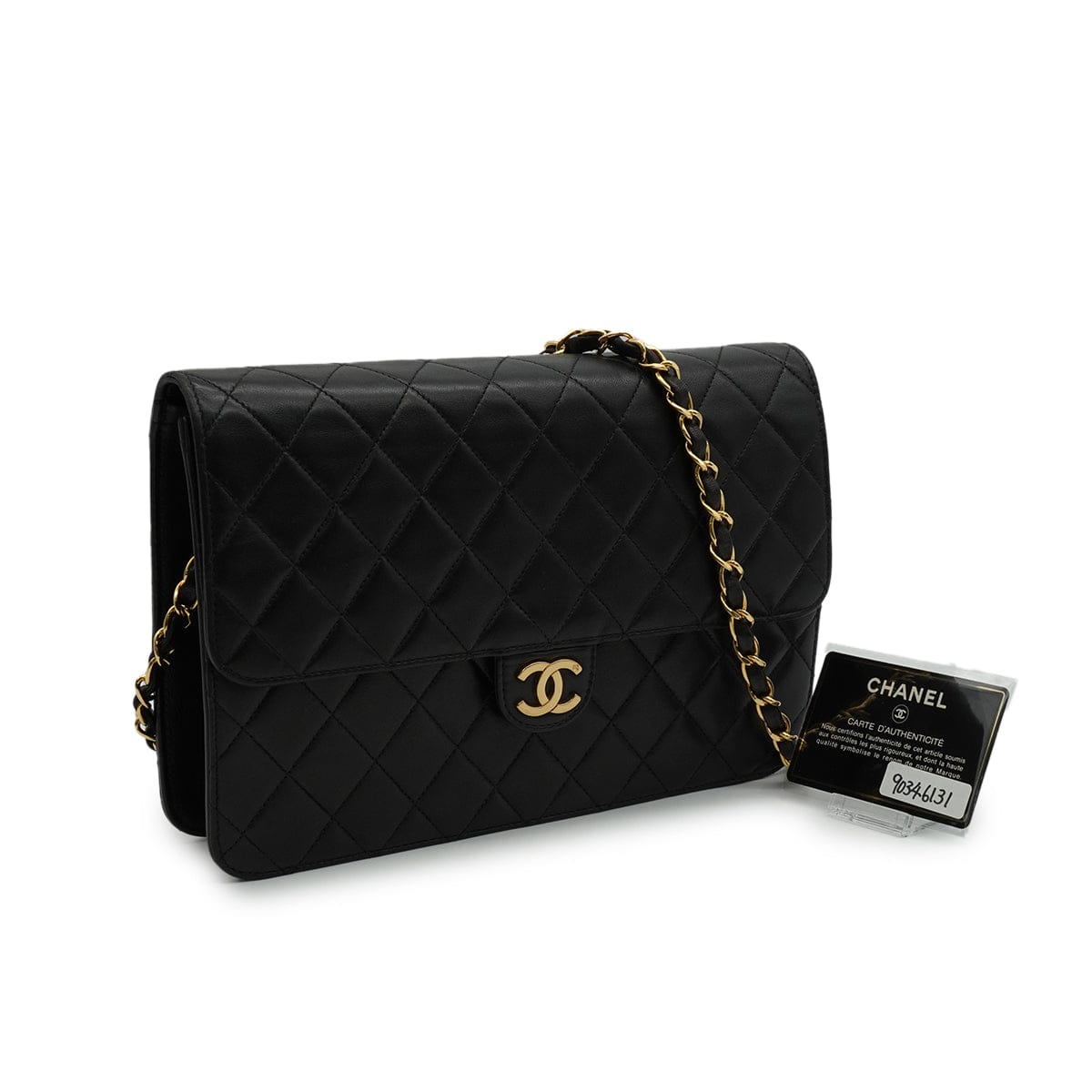 Luxury Promise Japan VINTAGE CHANEL MATELASSE COCOMARK PUSH LOCK CHAIN SHOULDER BAG BLACK LAMB SKIN GOLD HARDWARE 90346131