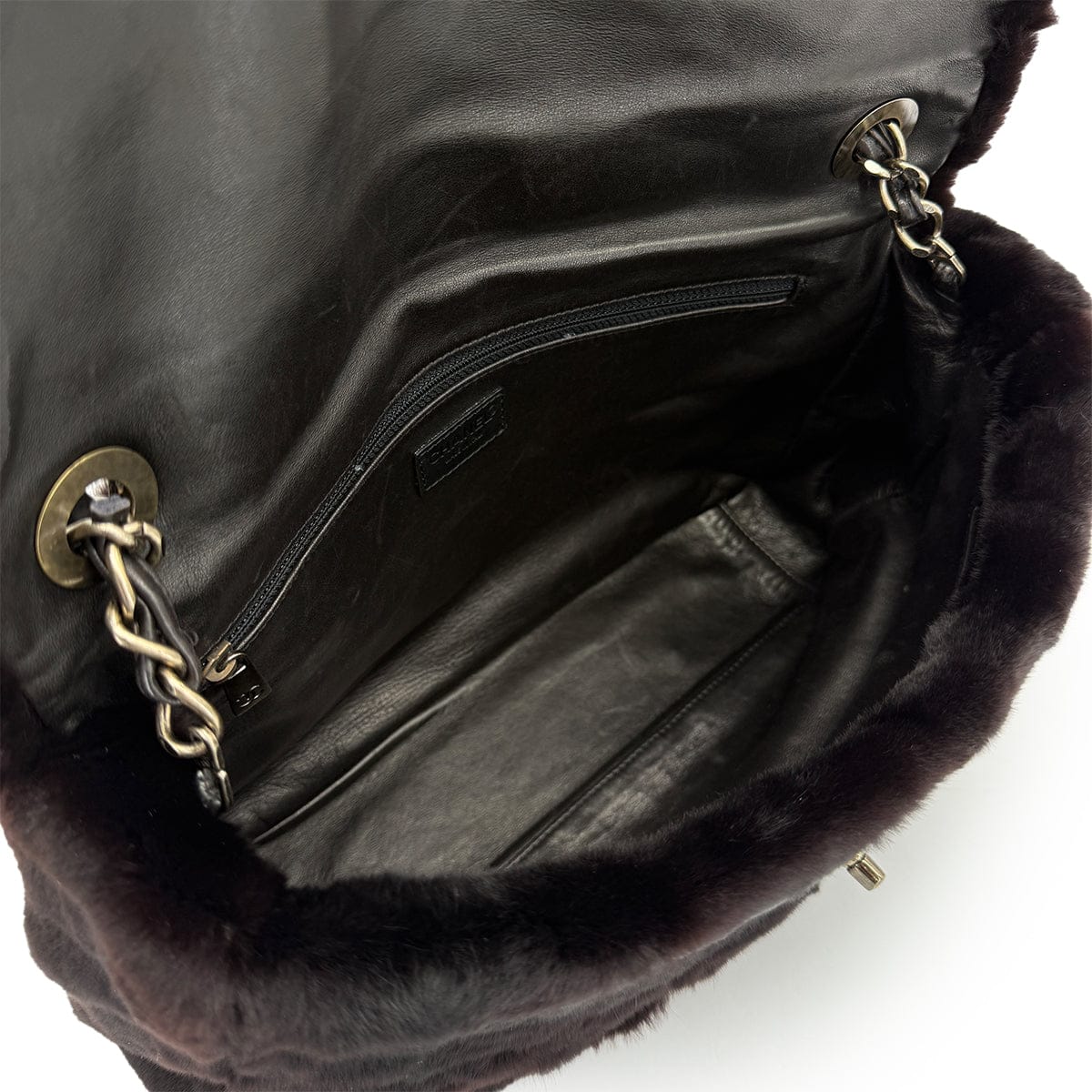 Luxury Promise Japan VINTAGE CHANEL MATELASSE FUR CHAIN SHOULDER BAG DARK BROWN FUR 90321766