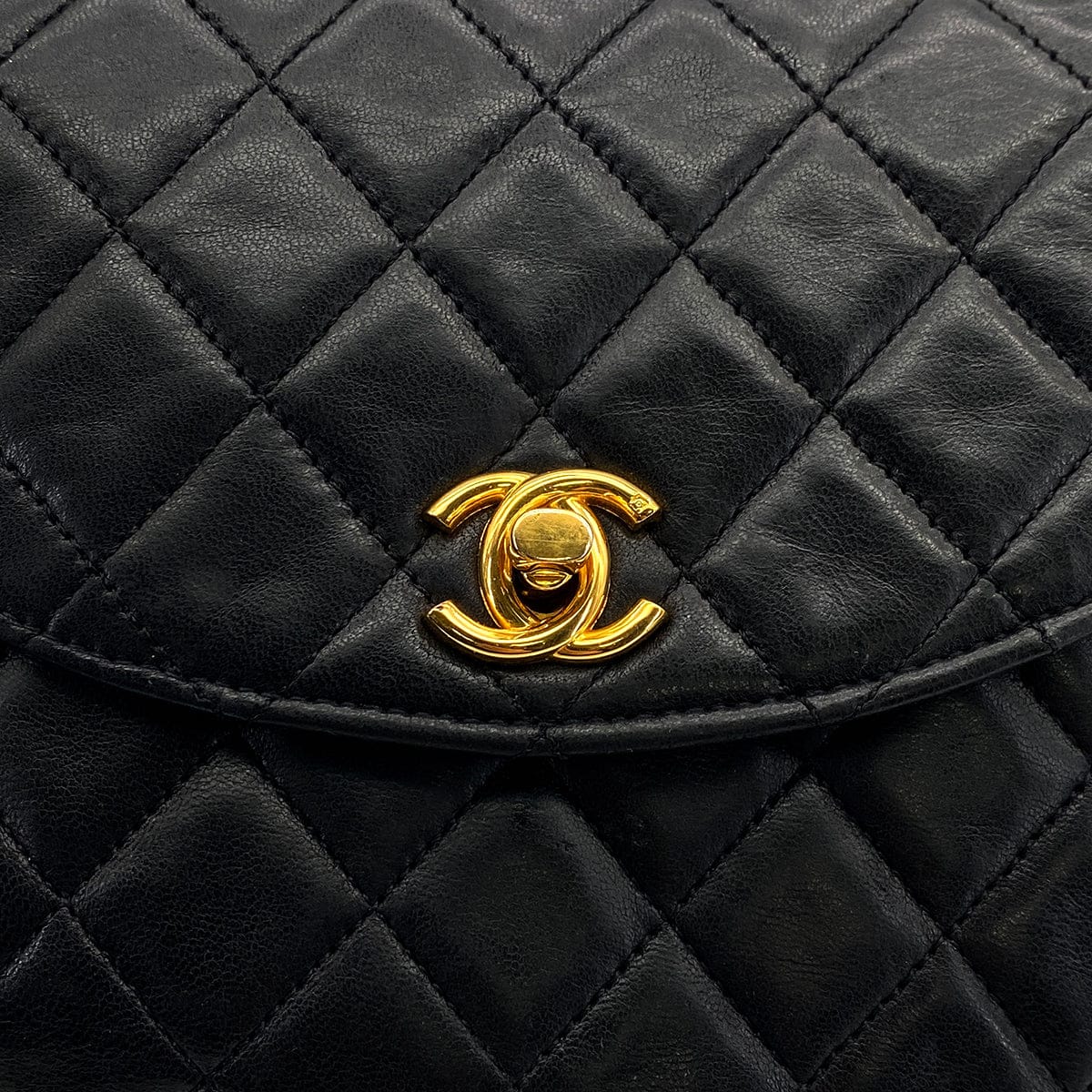 Luxury Promise Japan VINTAGE CHANEL MATELASSE HALF MOON CHAIN SHOULDER BAG BLACK LAMB SKIN 90317916