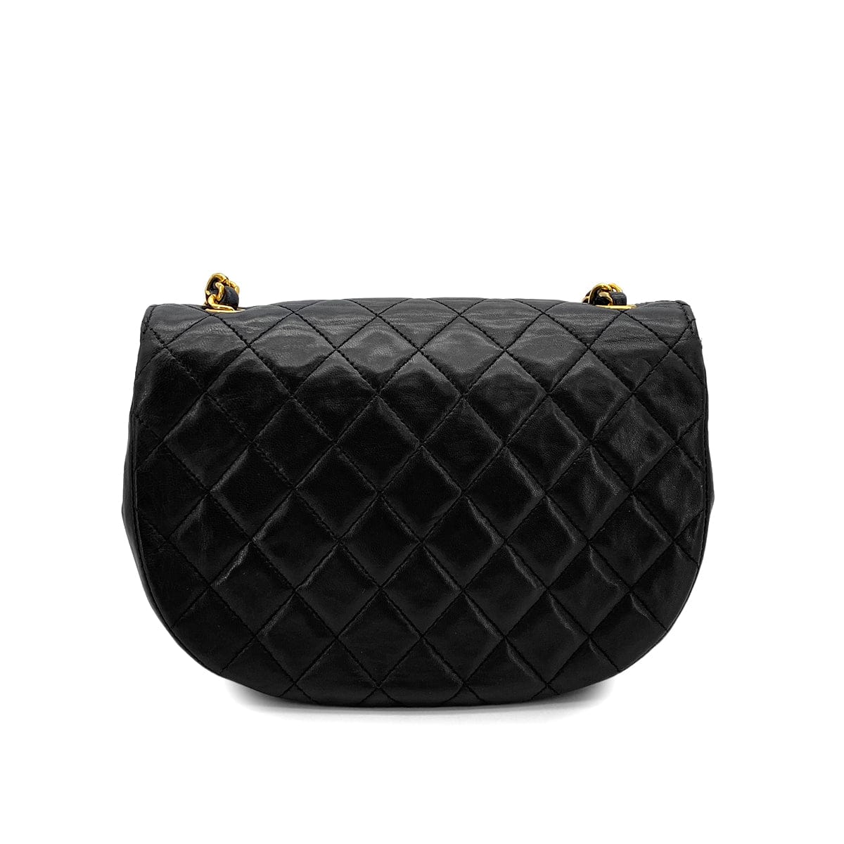 Luxury Promise Japan VINTAGE CHANEL MATELASSE HALF MOON CHAIN SHOULDER BAG BLACK LAMB SKIN 90317916