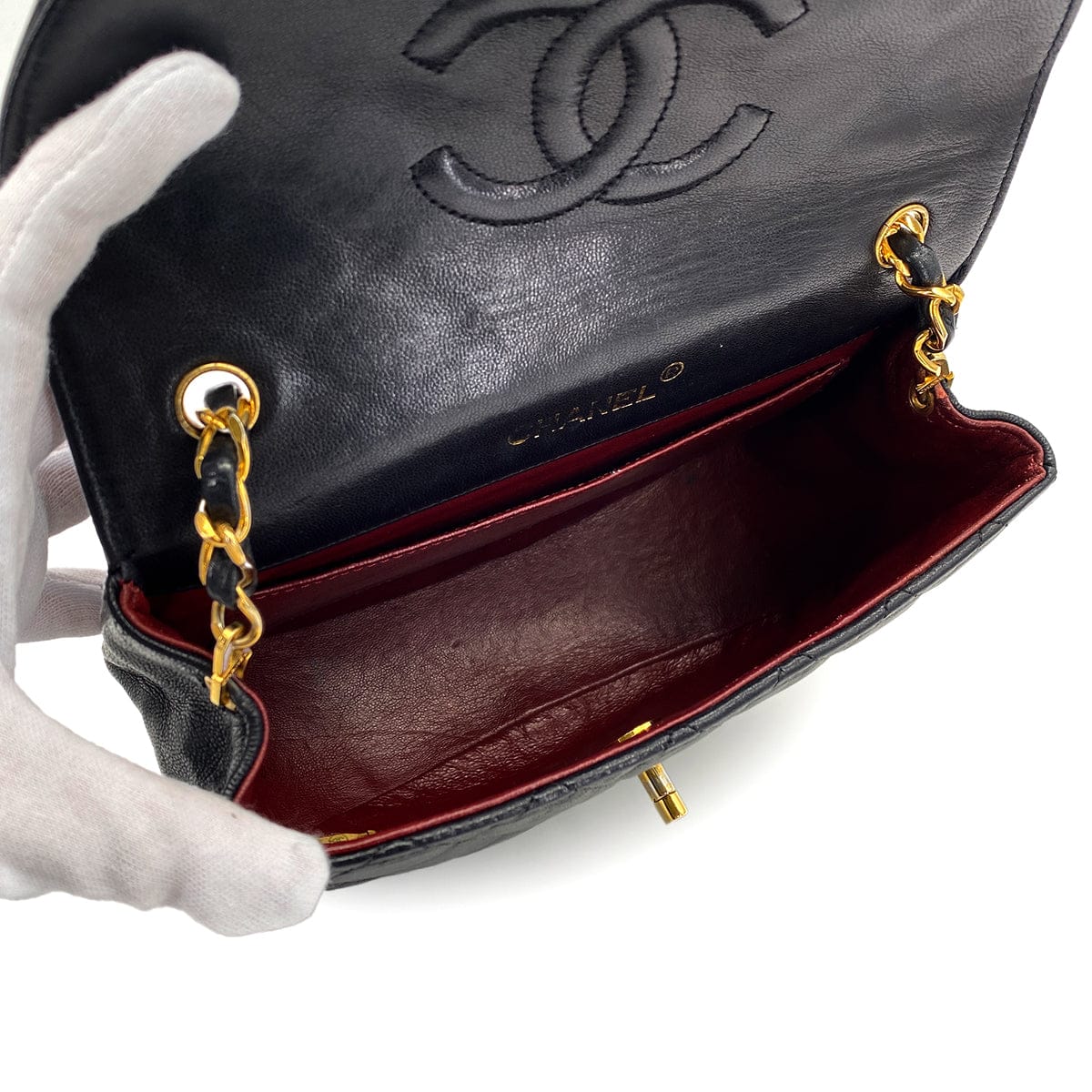 Luxury Promise Japan VINTAGE CHANEL MATELASSE HALF MOON CHAIN SHOULDER BAG BLACK LAMB SKIN 90317916