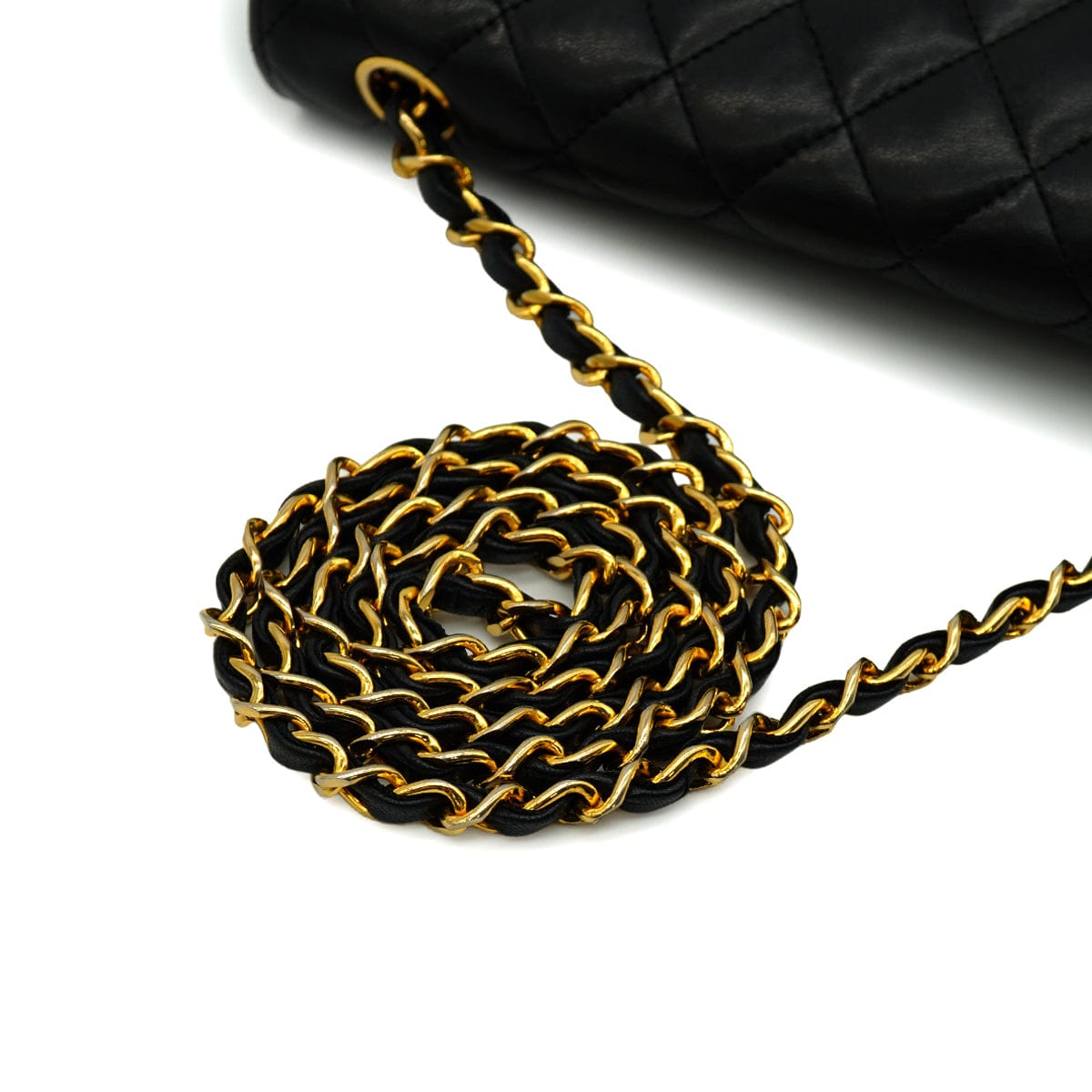 Luxury Promise Japan VINTAGE CHANEL MATELASSE HALF MOON CHAIN SHOULDER BAG BLACK LAMB SKIN 90344086