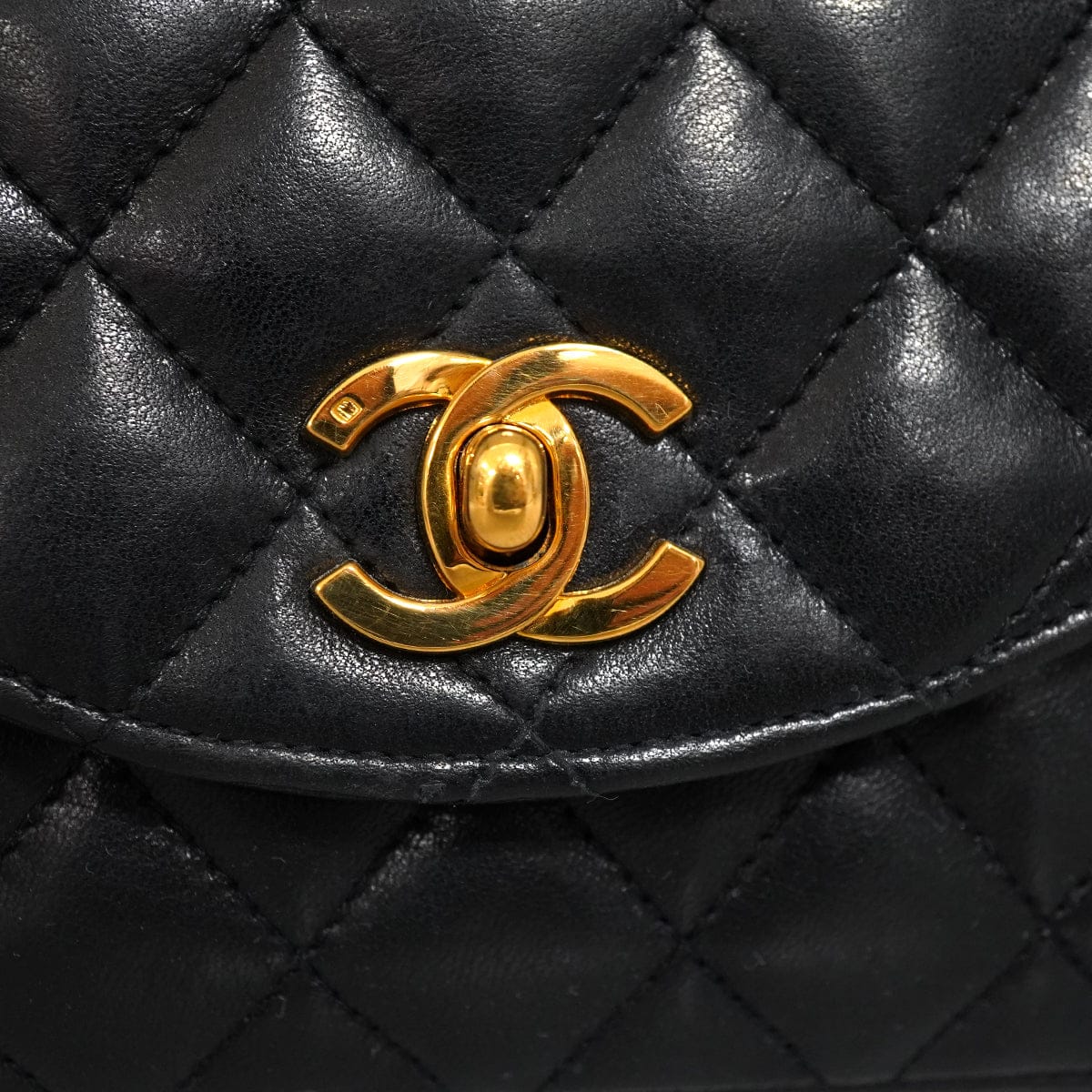 Luxury Promise Japan VINTAGE CHANEL MATELASSE HALF MOON CHAIN SHOULDER BAG BLACK LAMB SKIN 90344086
