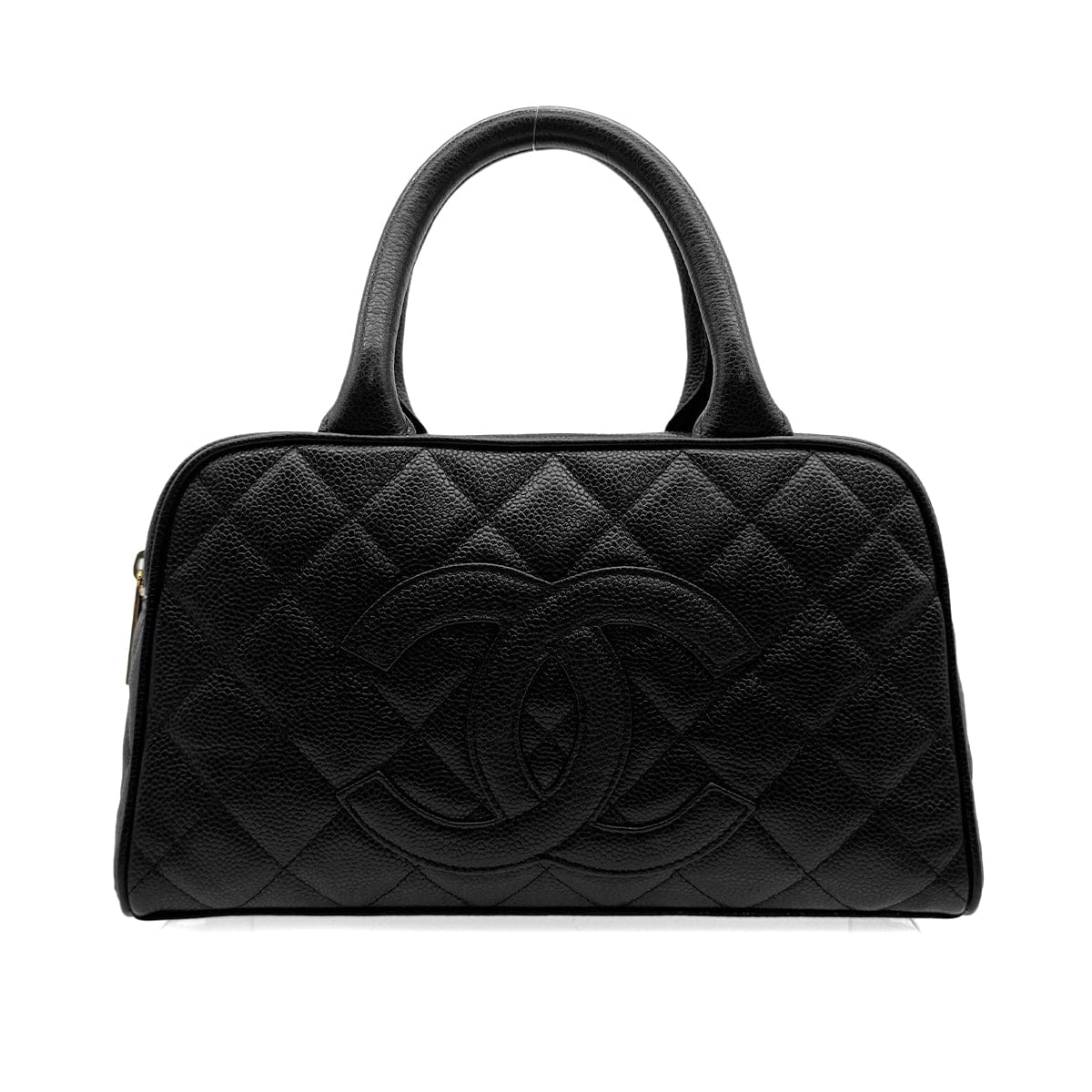 Luxury Promise Japan VINTAGE CHANEL MATELASSE HAND BAG BLACK CAVIAR SKIN GOLD HARDWARE 90328925