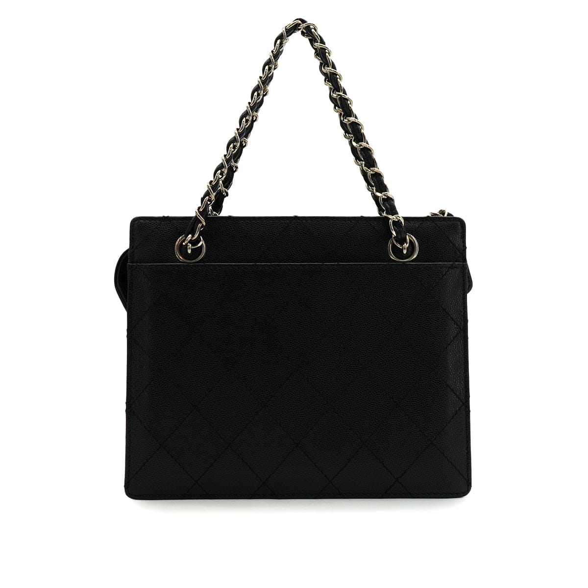 Luxury Promise Japan VINTAGE CHANEL MATELASSE HAND BAG BLACK CAVIAR SKIN SILVER HARDWARE 90345990