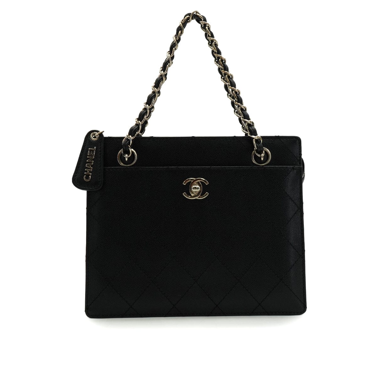 Luxury Promise Japan VINTAGE CHANEL MATELASSE HAND BAG BLACK CAVIAR SKIN SILVER HARDWARE 90345990