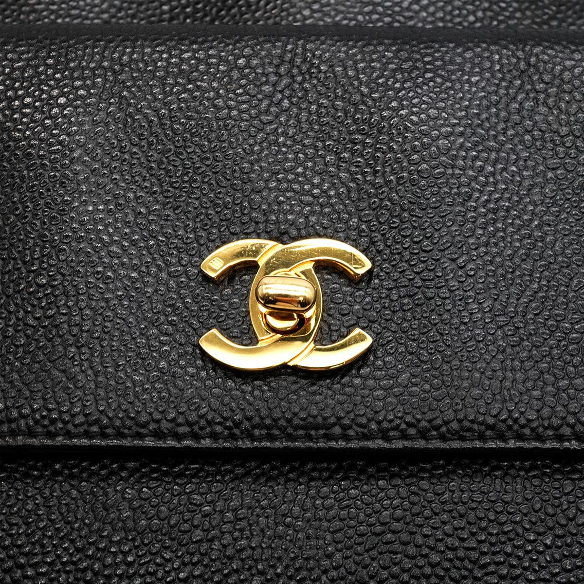 Luxury Promise Japan VINTAGE CHANEL MATELASSE SHOULDER BAG BLACK CAVIAR SKIN GOLD HARDWARE 90346142