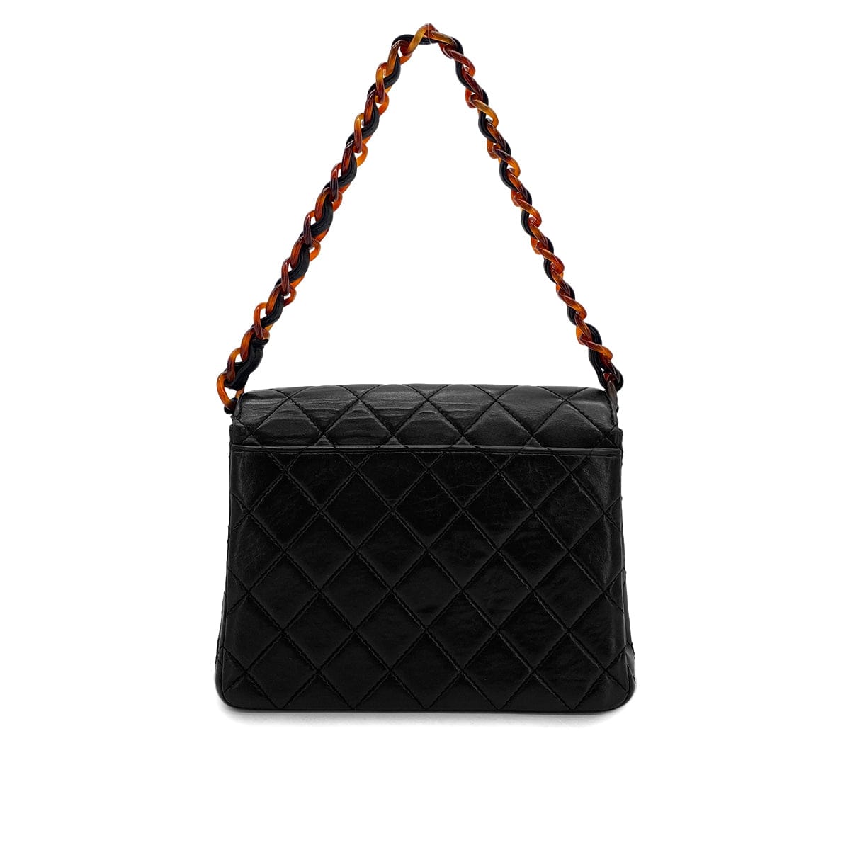 Luxury Promise Japan VINTAGE CHANEL MATELASSE TORTOISESHELL CHAIN SHOULDER BAG BLACK LAMB SKIN 90324818