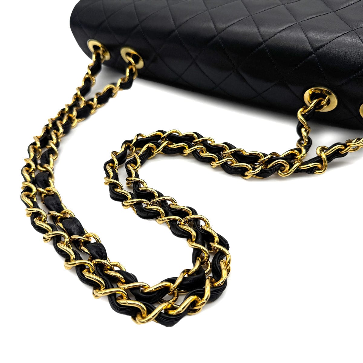 Luxury Promise Japan VINTAGE CHANEL MAXI MATELASSE 34 CHAIN SHOULDER BAG BLACK LAMB SKIN GOLD HARDWARE 90313536