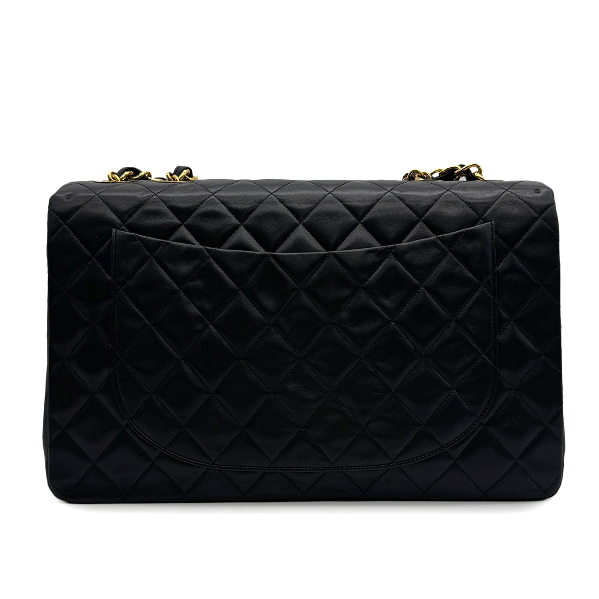 Luxury Promise Japan VINTAGE CHANEL MAXI MATELASSE 34 CHAIN SHOULDER BAG BLACK LAMB SKIN GOLD HARDWARE 90313536