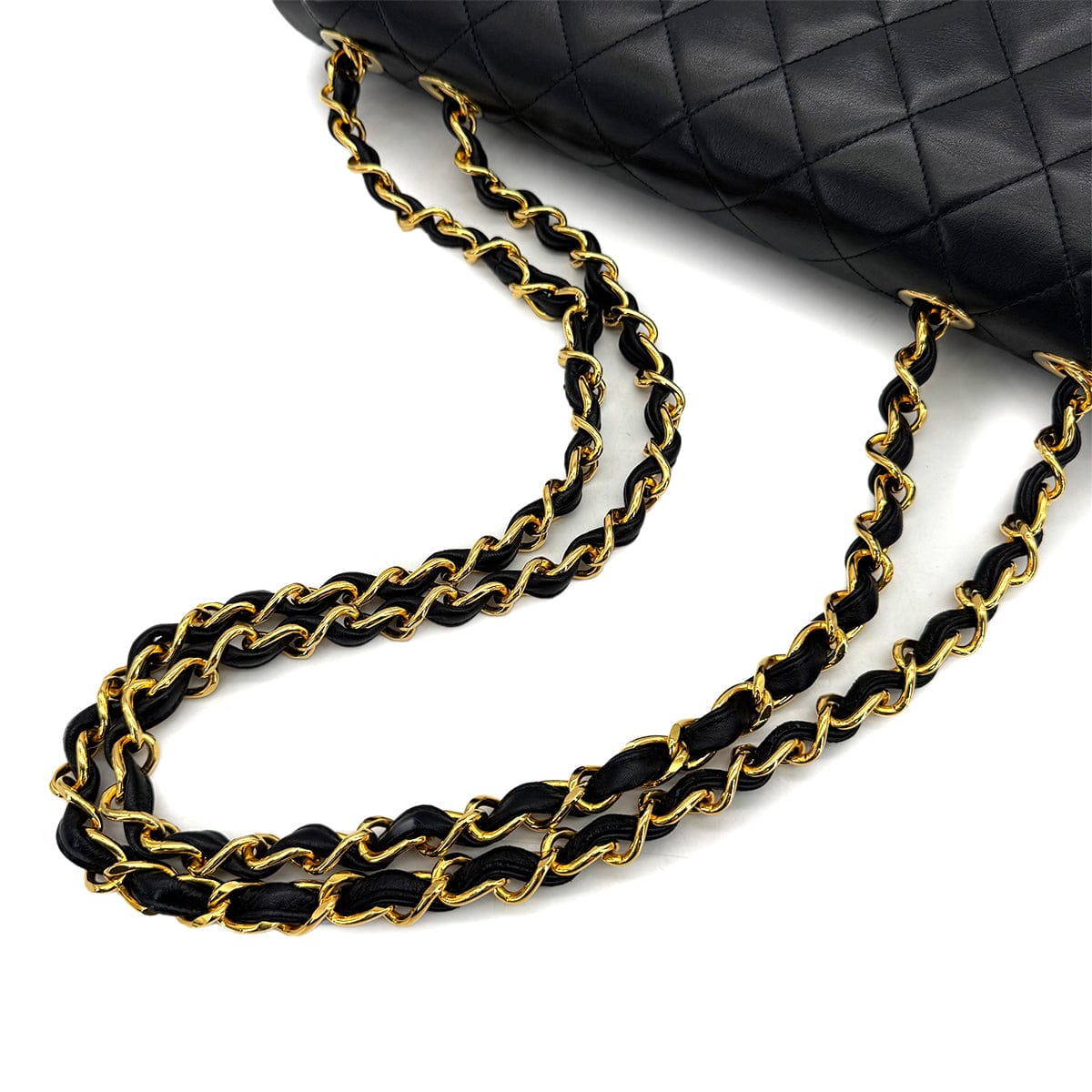 Luxury Promise Japan VINTAGE CHANEL MAXI MATELASSE 34 CHAIN SHOULDER BAG BLACK LAMB SKIN GOLD HARDWARE 90322910