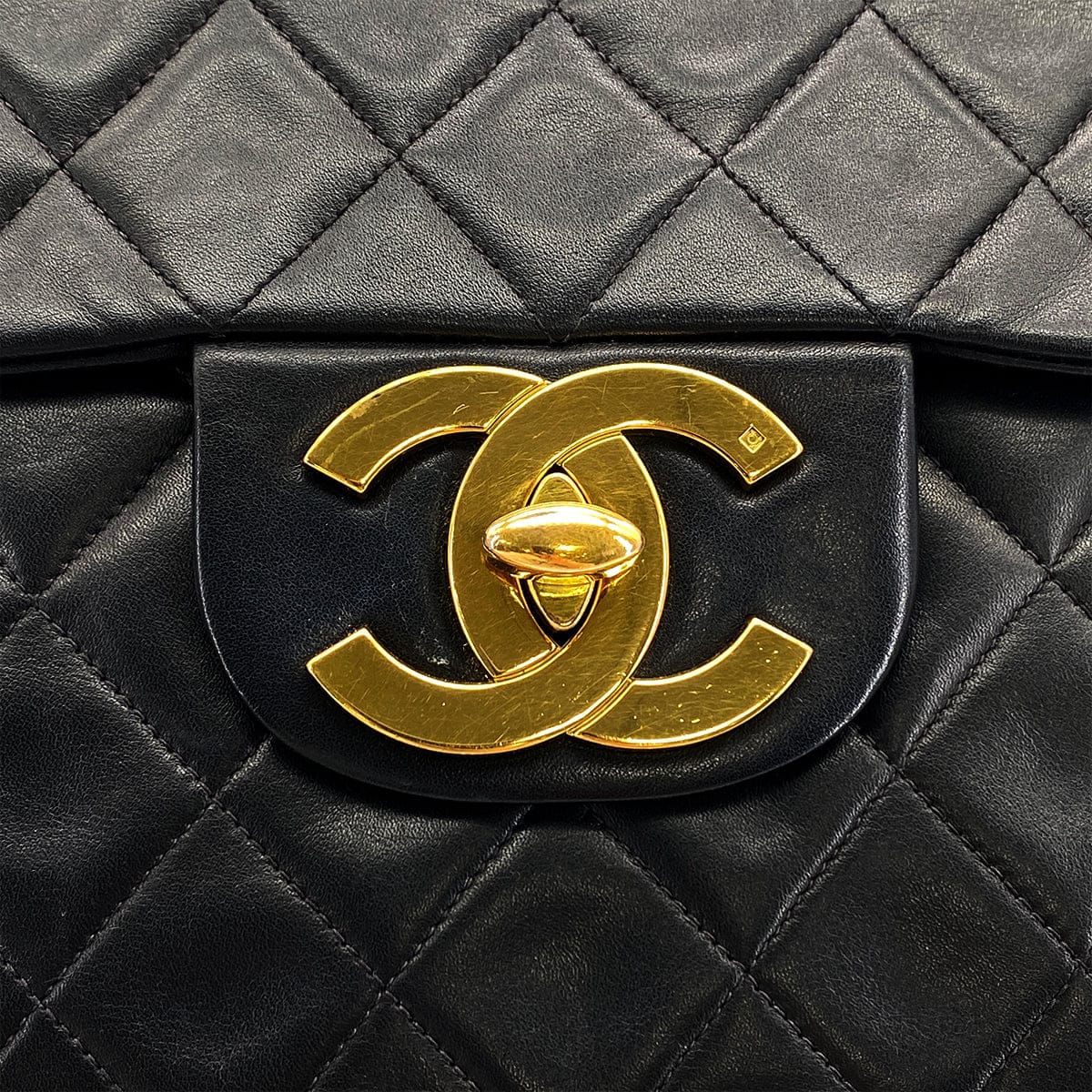 Luxury Promise Japan VINTAGE CHANEL MAXI MATELASSE 34 CHAIN SHOULDER BAG BLACK LAMB SKIN GOLD HARDWARE 90323982