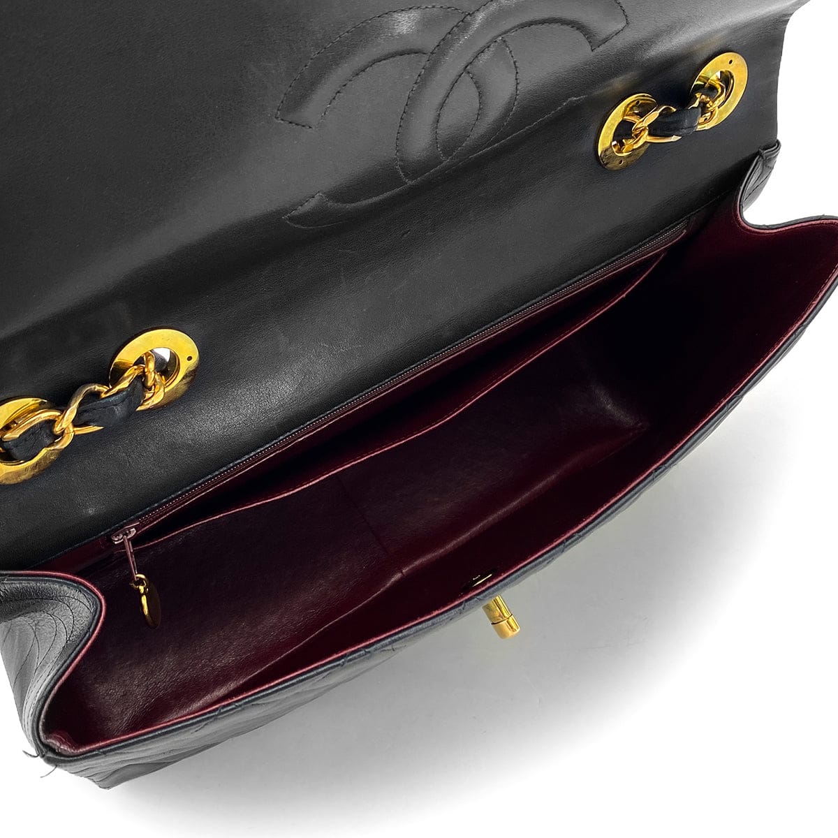 Luxury Promise Japan VINTAGE CHANEL MAXI MATELASSE 34 CHAIN SHOULDER BAG BLACK LAMB SKIN GOLD HARDWARE 90323982