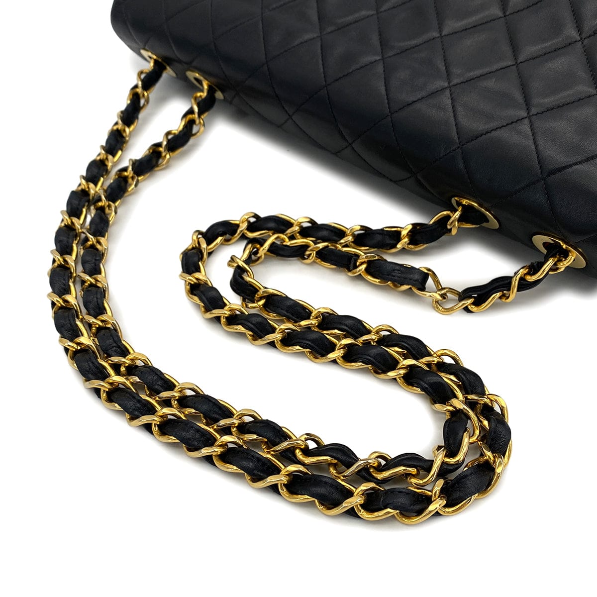 Luxury Promise Japan VINTAGE CHANEL MAXI MATELASSE 34 CHAIN SHOULDER BAG BLACK LAMB SKIN GOLD HARDWARE 90323982