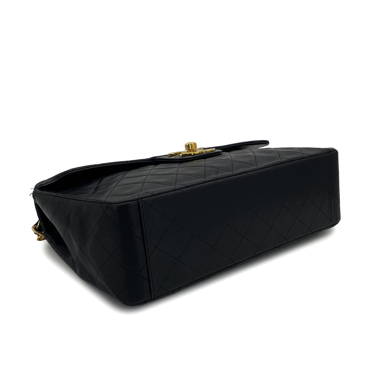Luxury Promise Japan VINTAGE CHANEL MAXI MATELASSE 34 CHAIN SHOULDER BAG BLACK LAMB SKIN GOLD HARDWARE 90323982