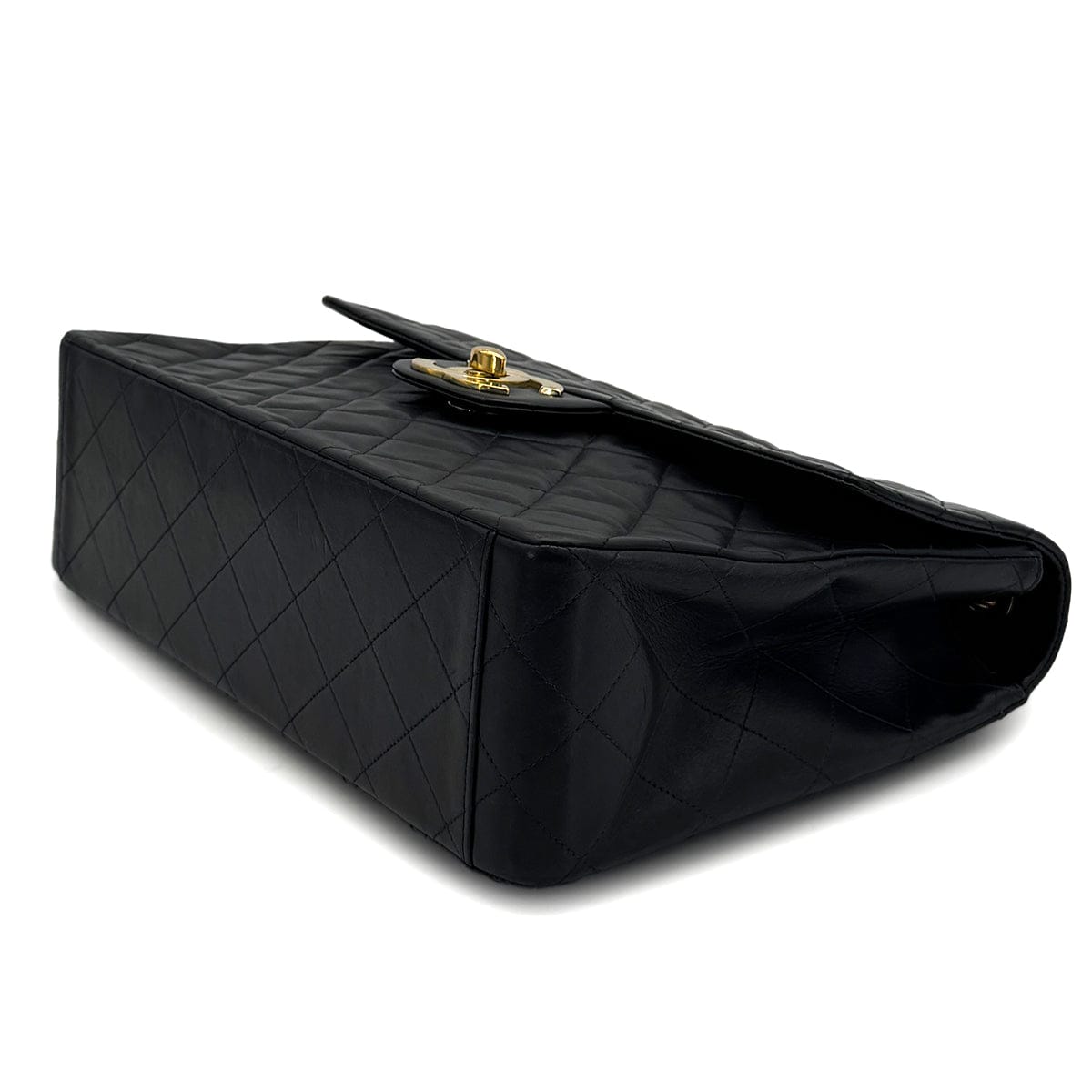 Luxury Promise Japan VINTAGE CHANEL MAXI MATELASSE 34 CHAIN SHOULDER BAG BLACK LAMB SKIN GOLD HARDWARE 90325320