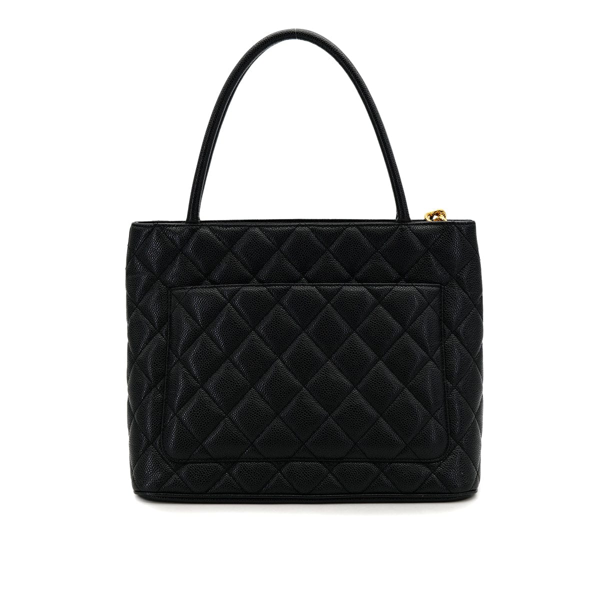 Luxury Promise Japan VINTAGE CHANEL MEDALLION MATELLASSE TOTE BAG BLACK CAVIAR SKIN GOLD HARDWARE 90319923