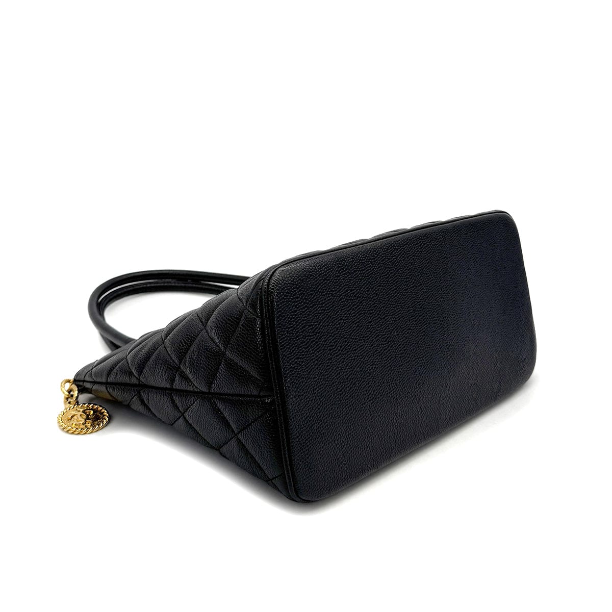 Luxury Promise Japan VINTAGE CHANEL MEDALLION MATELLASSE TOTE BAG BLACK CAVIAR SKIN GOLD HARDWARE 90319923