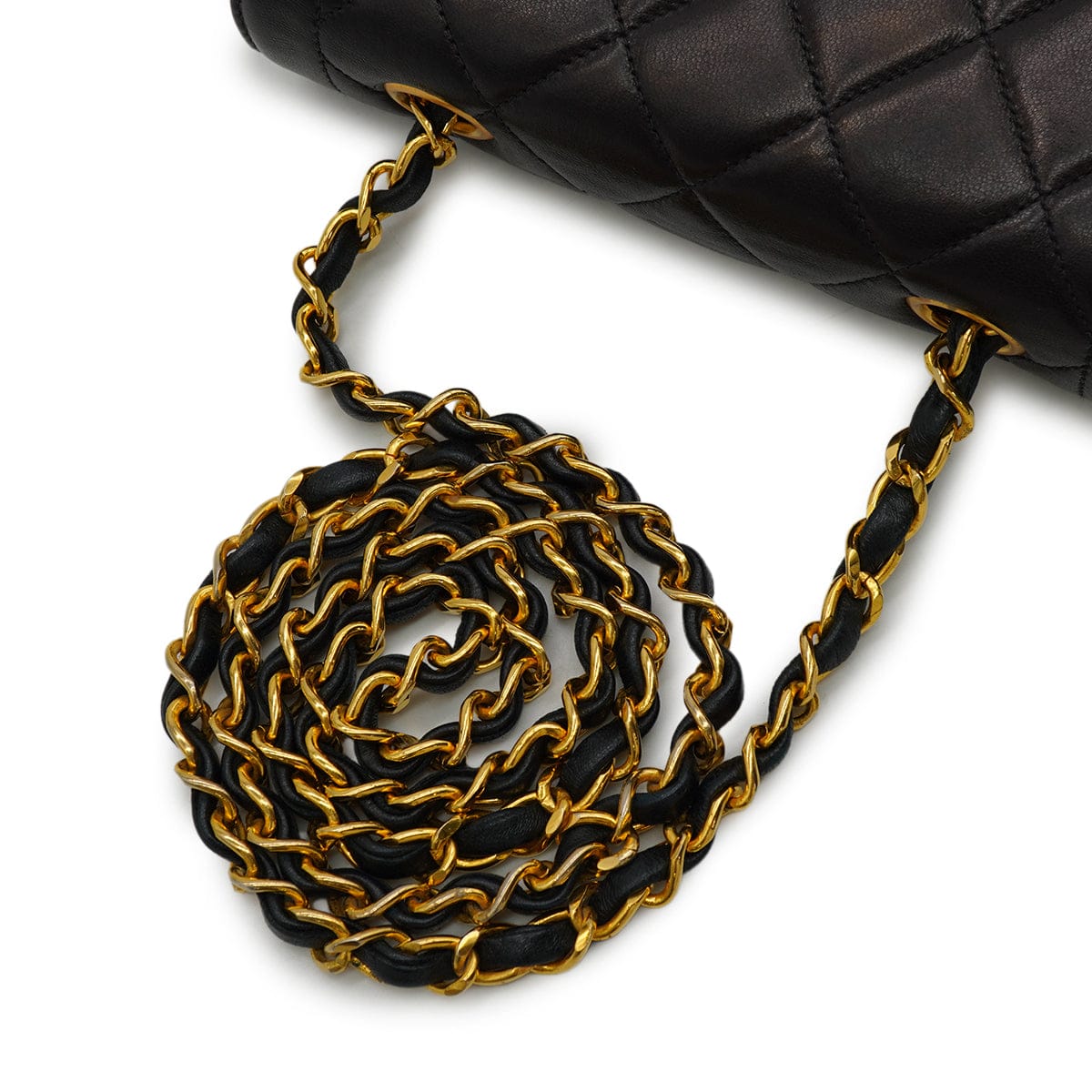 Luxury Promise Japan VINTAGE CHANEL MINI MATELASSE CHAIN SHOULDER BAG BLACK LAMB SKIN GOLD HARDWARE 90345156
