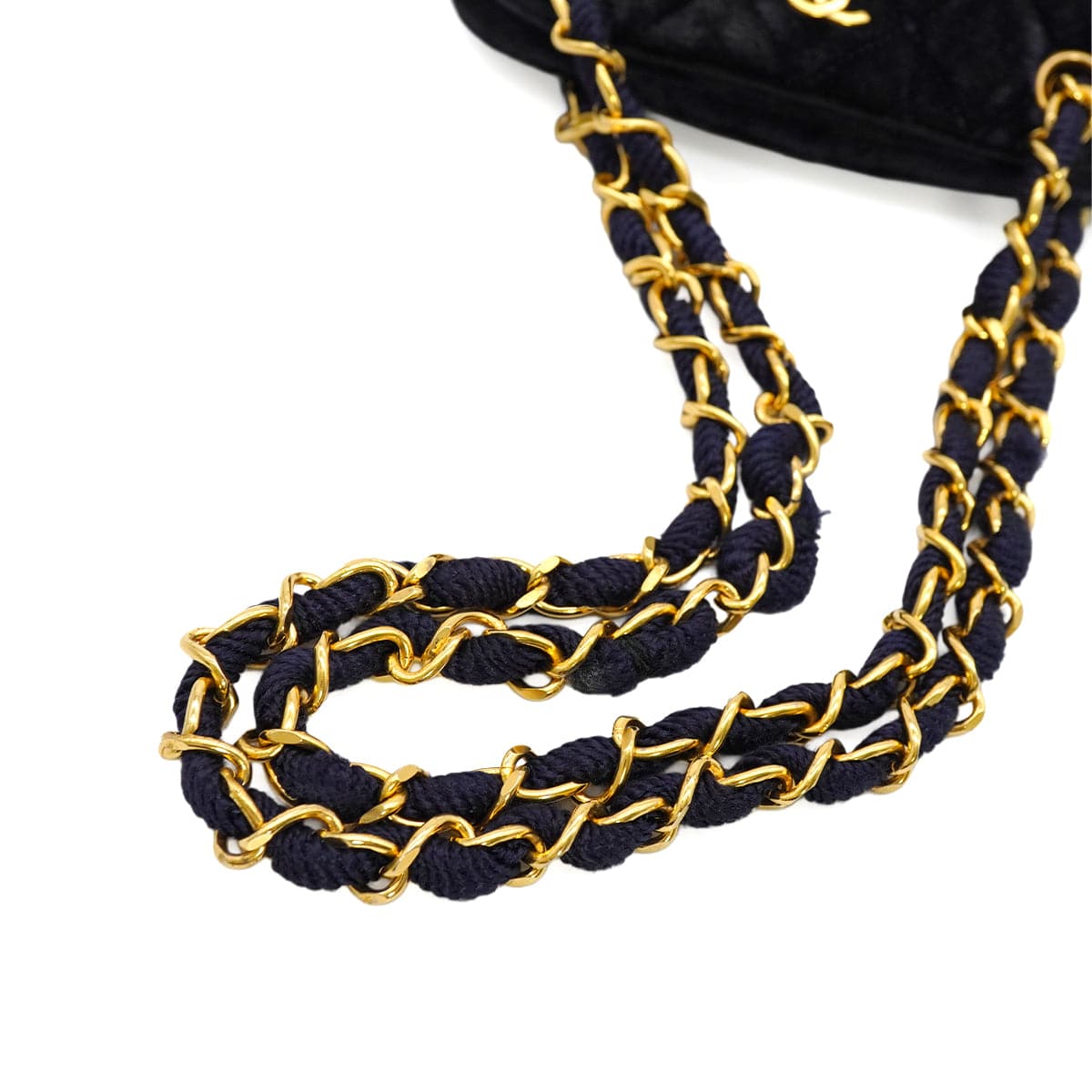 Luxury Promise Japan VINTAGE CHANEL MINI MATELASSE COCOMARK CHAIN HNAD SHOULDER BAG NAVY VELOR GOLD HARDWARE 90346106