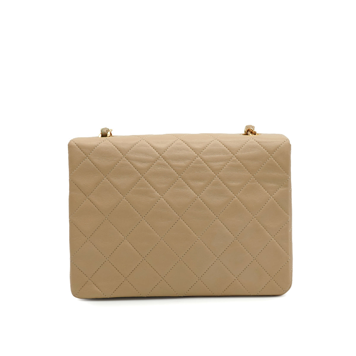 Luxury Promise Japan VINTAGE CHANEL MINI MATELLASSE CHAIN SHOULDER BAG BEIGE LAMB SKIN GOLD HARDWARE 90346677