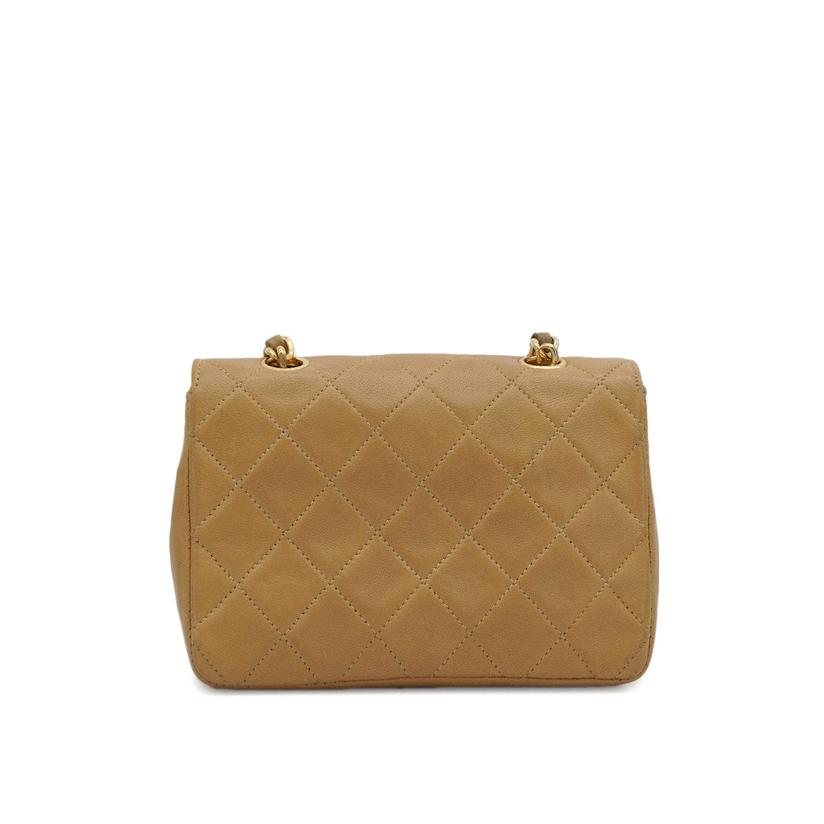 Luxury Promise Japan VINTAGE CHANEL MINI MATELLASSE MOTIF CHAIN SHOULDER BAG BEIGE LAMB SKIN GOLD HARDWARE 90345509
